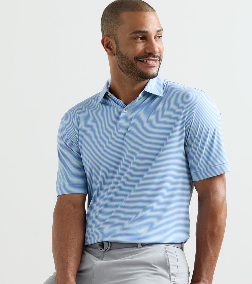 Featherweight Market Stripe Performance Polo Blue Bird