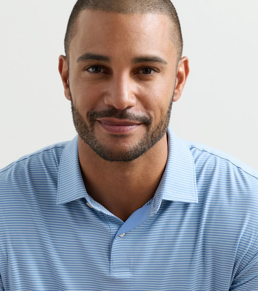 Featherweight Market Stripe Performance Polo Blue Bird