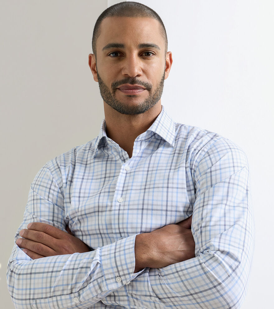 Warren Crown Lite Cotton-Stretch Sport Shirt Cloudy Blue
