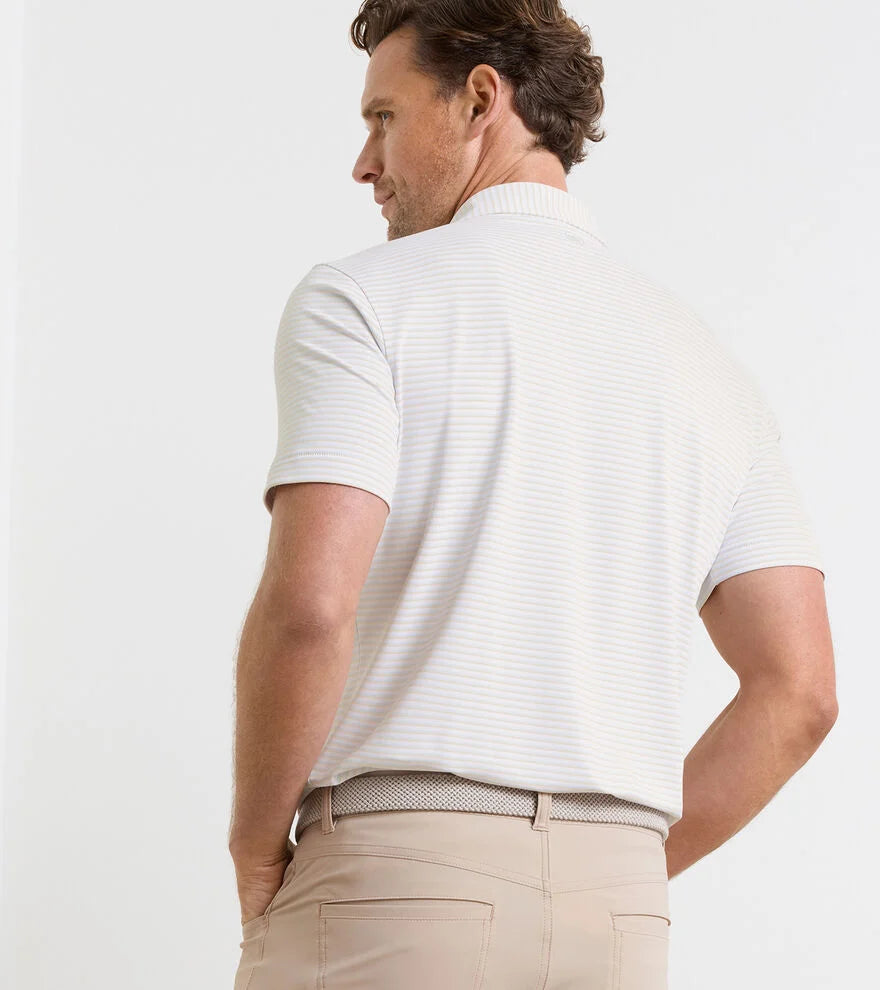 Tempo Performance Mesh Polo White/Blue Brisk