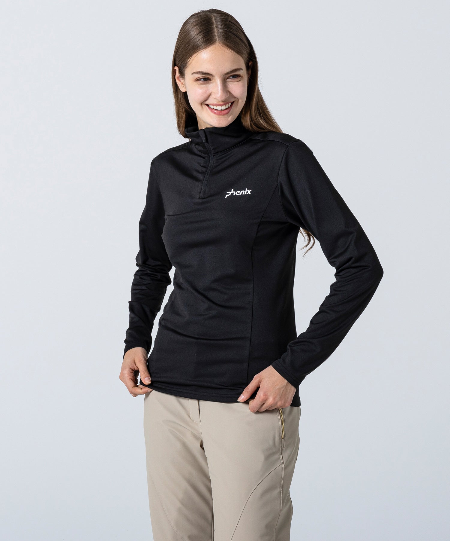 Women's Basic Set-In Sleeve 1/2 Zip Tee Black