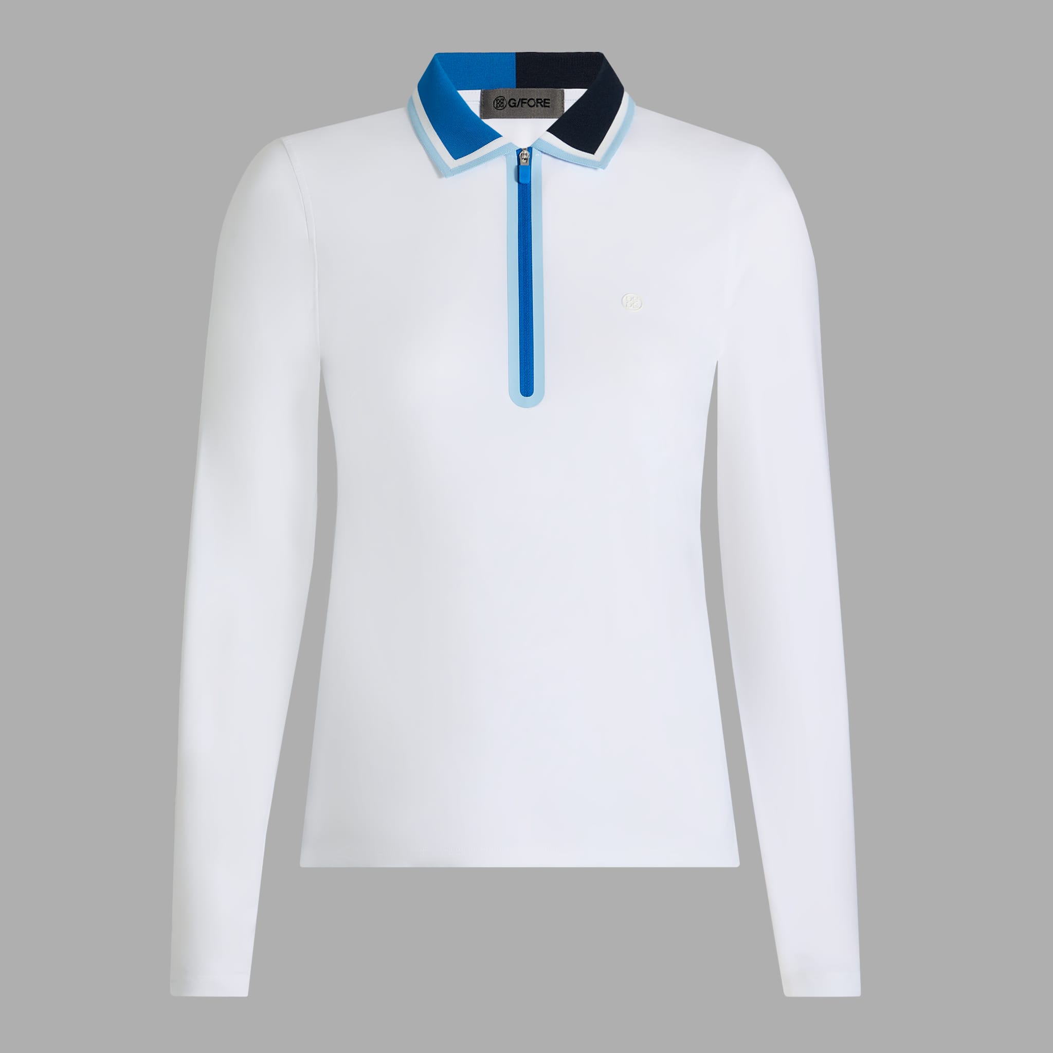 SILKY TECH NYLON QUARTER ZIP LONG SLEEVE POLO SNOW/LISBON