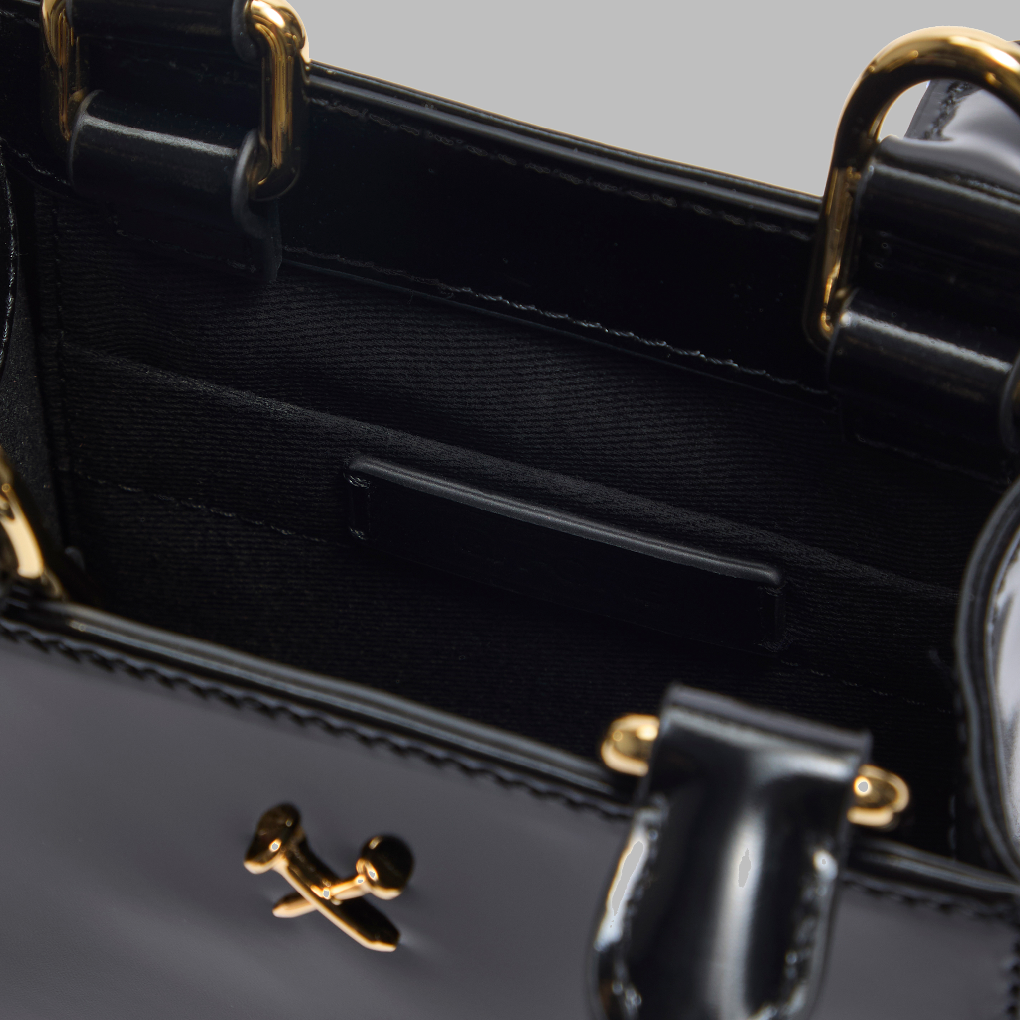 Metal Tees Box Calf Leather Mini Tote ONYX