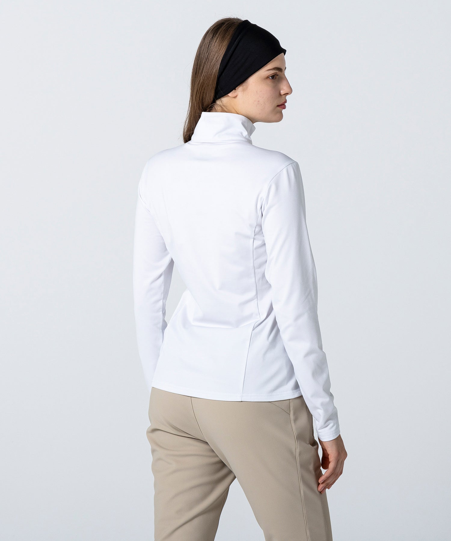 Women's Basic Set-In Sleeve 1/2 Zip Tee White