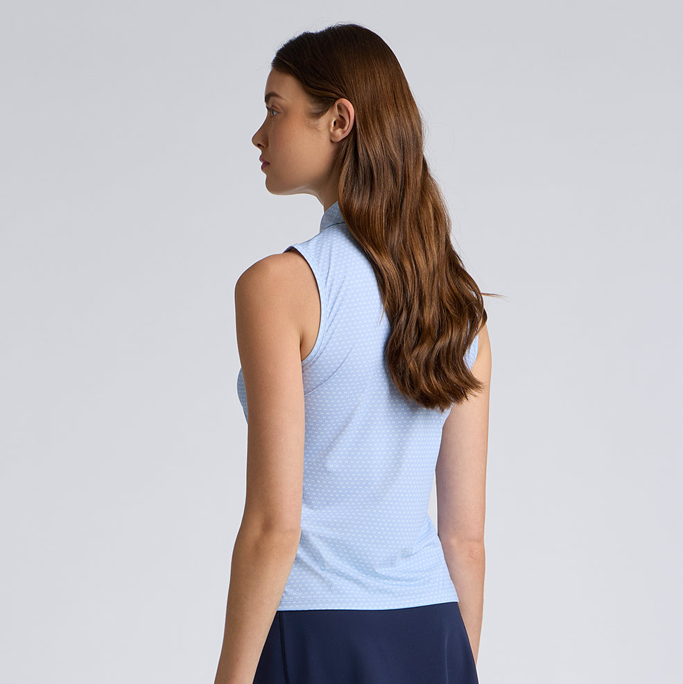 GEO 2 SILKY TECH NYLON SLEEVELESS POLO SKY/SNOW