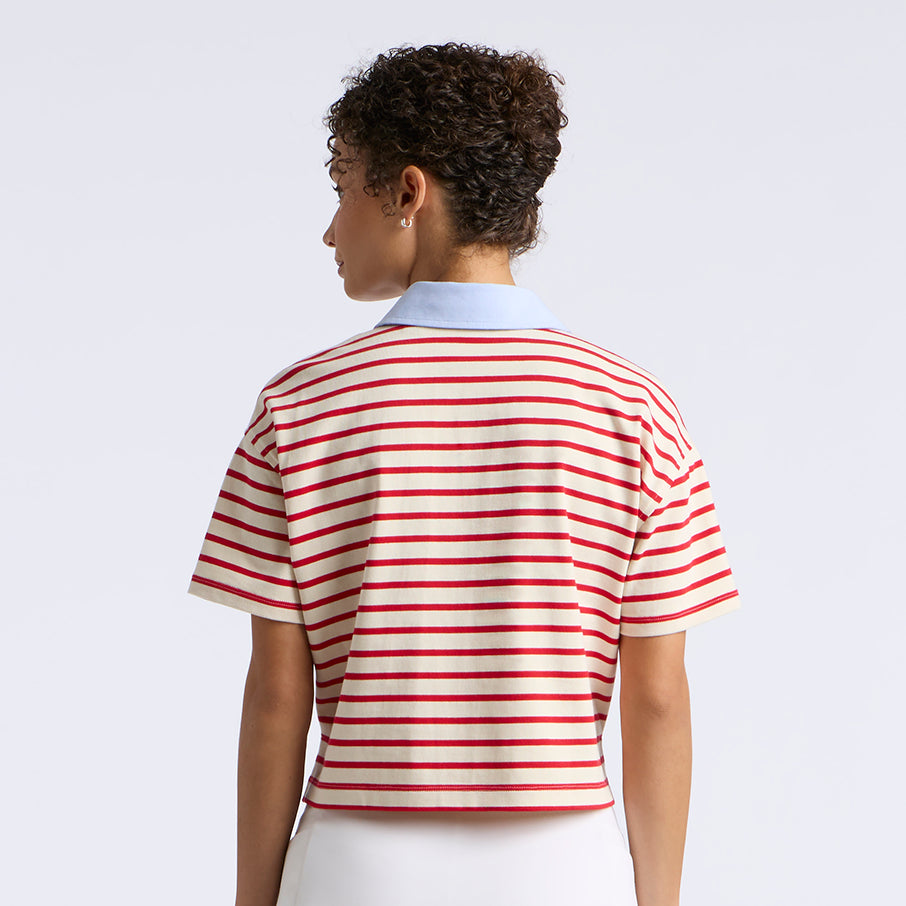 G SCRIBE BOXY RUGBY POLO CHALK WHITE/LAVA