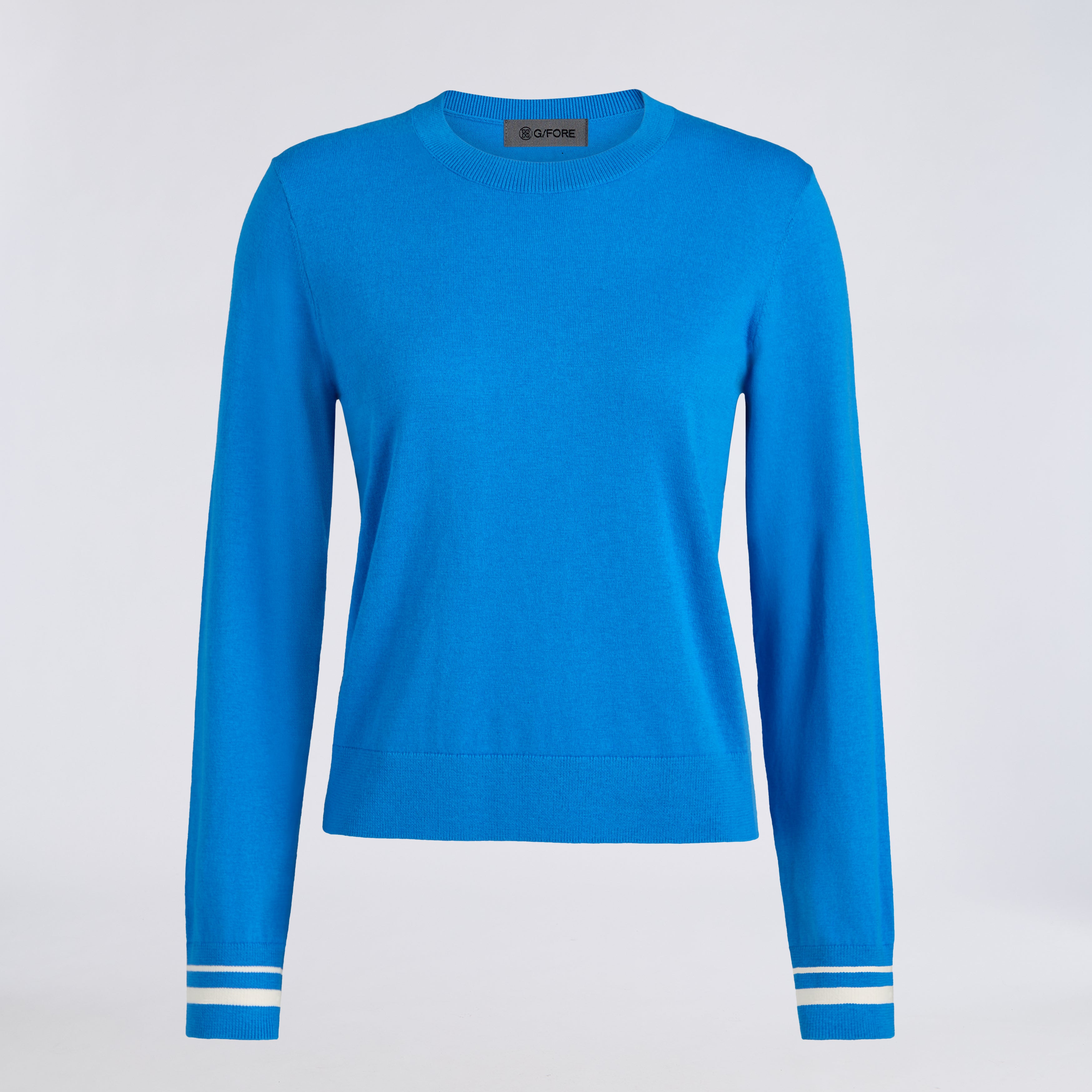 COOLING COTTON CREWNECK SWEATER CERULEAN