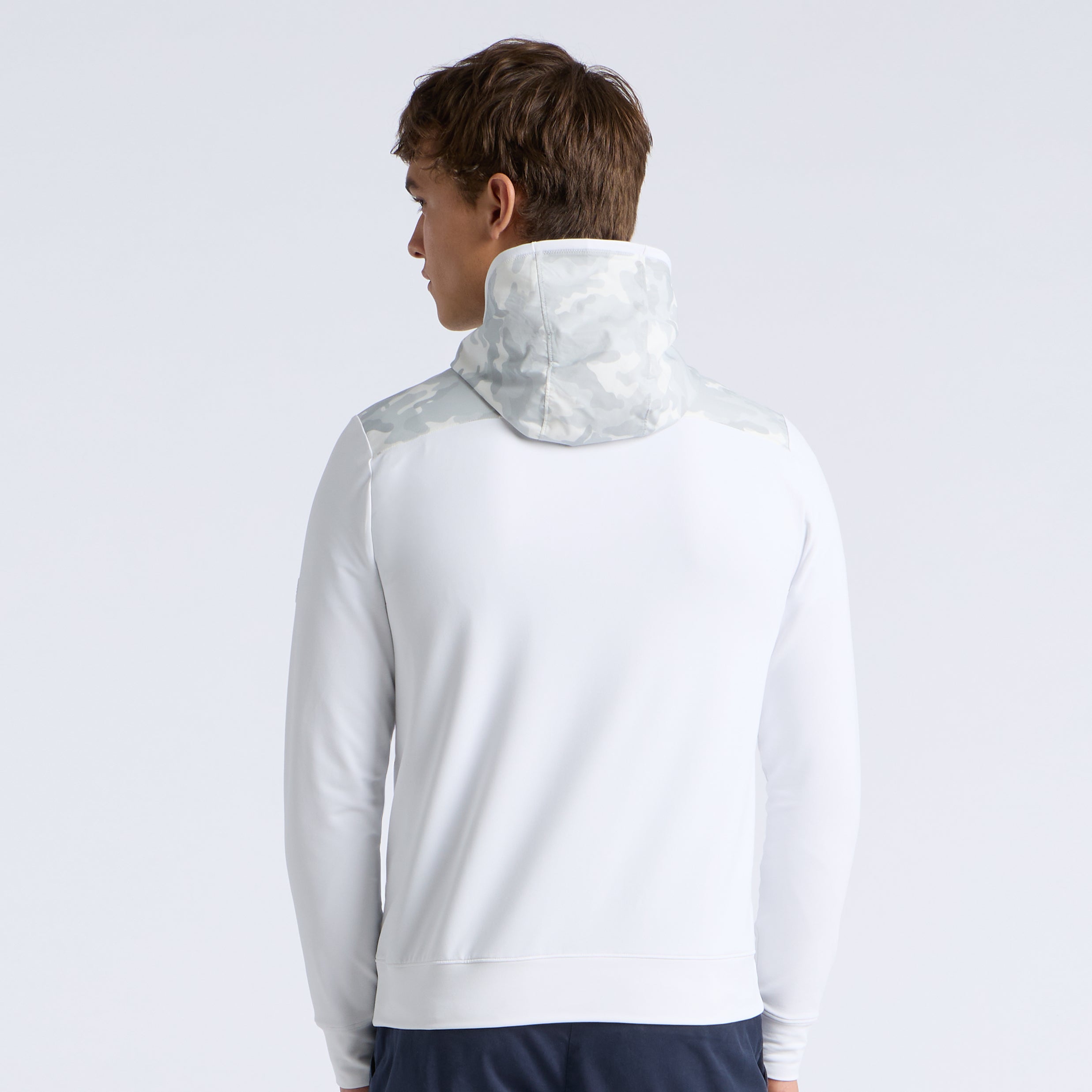 CAMO BRUSHED BACK TECH TERRY 1/4 ZIP HOODIE SNOW CAMO