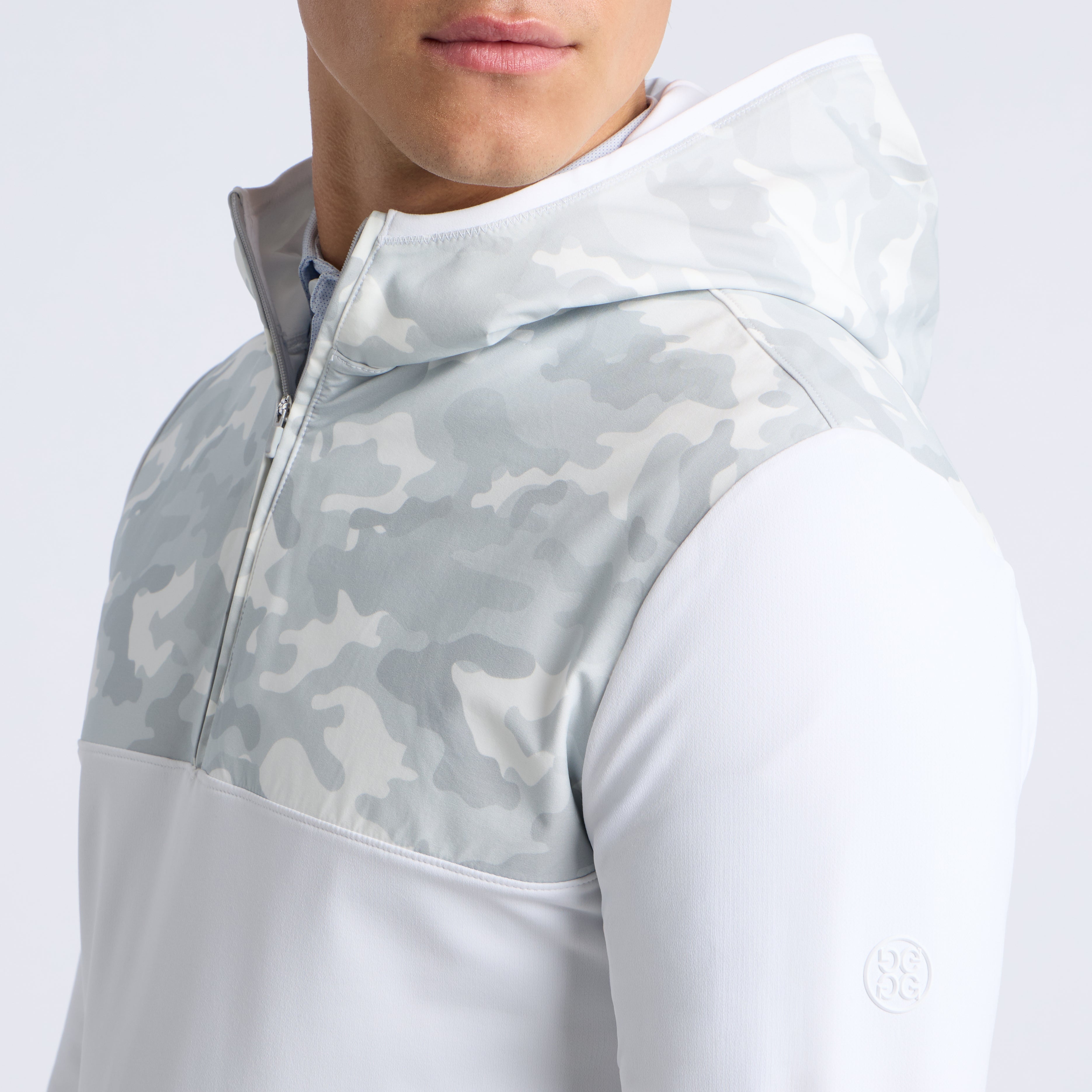 CAMO BRUSHED BACK TECH TERRY 1/4 ZIP HOODIE SNOW CAMO