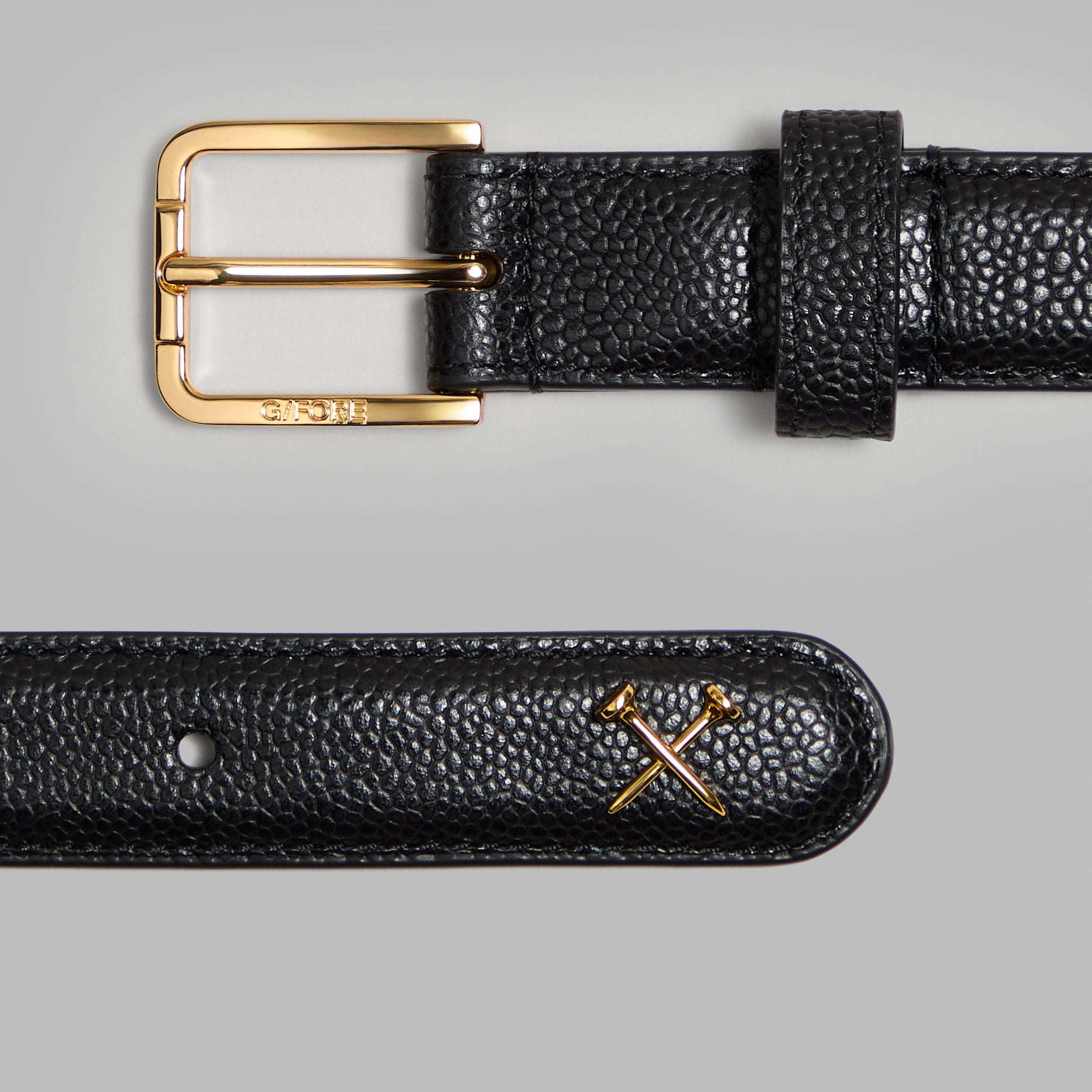 WOMEN'S METAL TEES PEBBLE LEATHER BELT ONYX