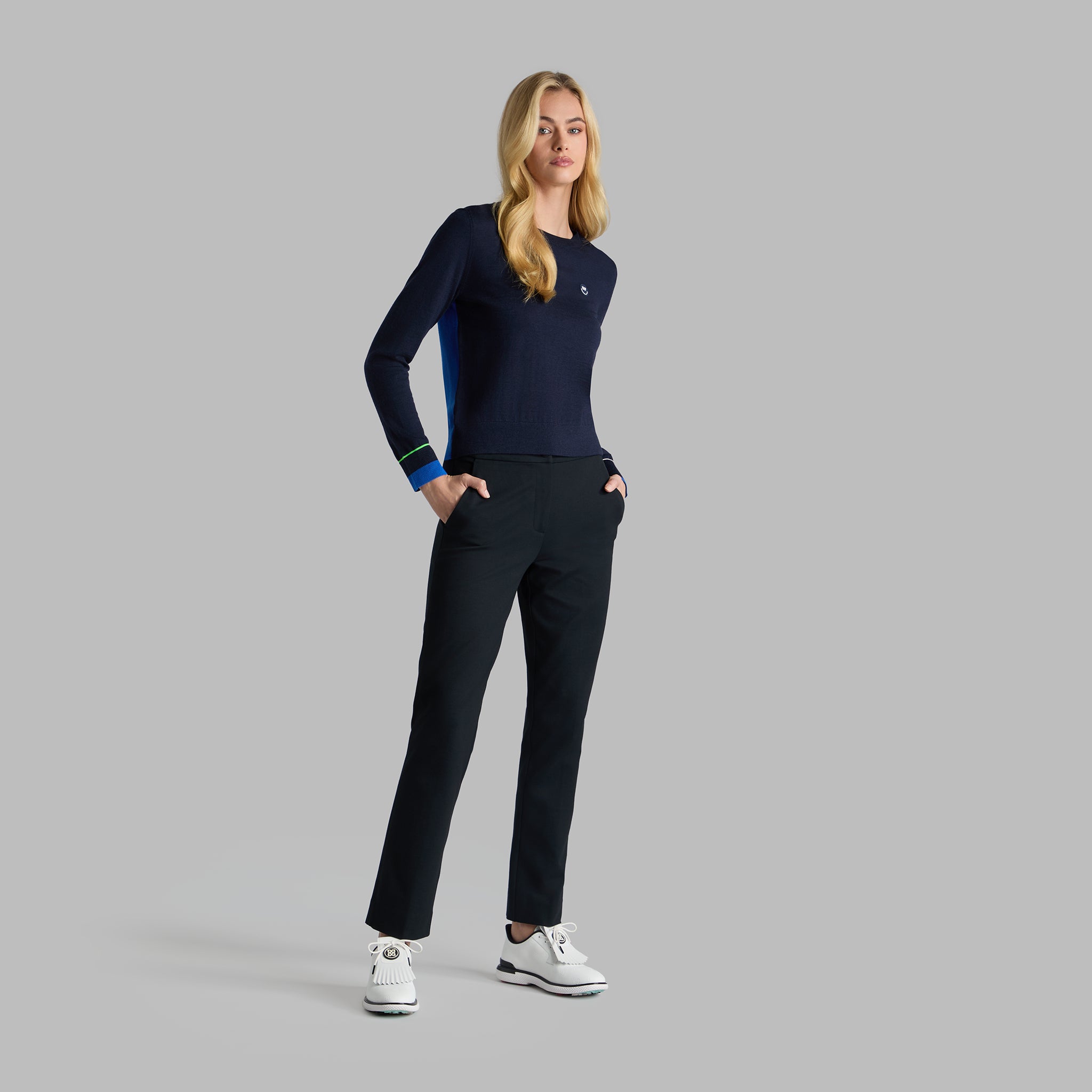 DOUBLE KNIT STRETCH CIGARETTE LEG TROUSER ONYX
