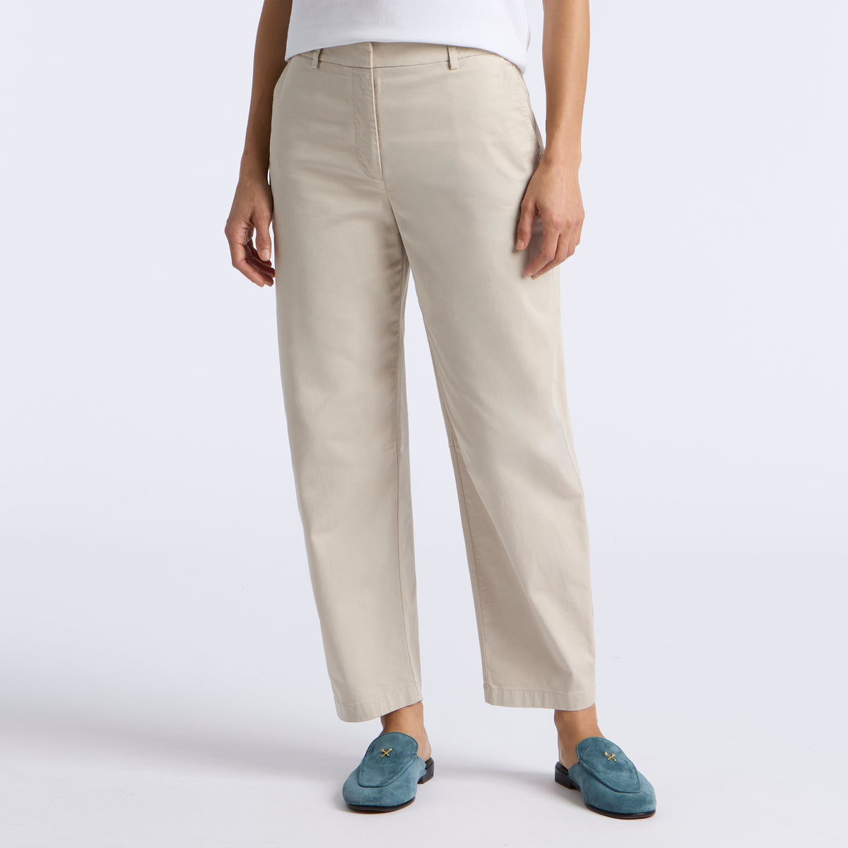 LTD Release Stretch Cotton Gabardine Barrel Leg Trouser Pumice