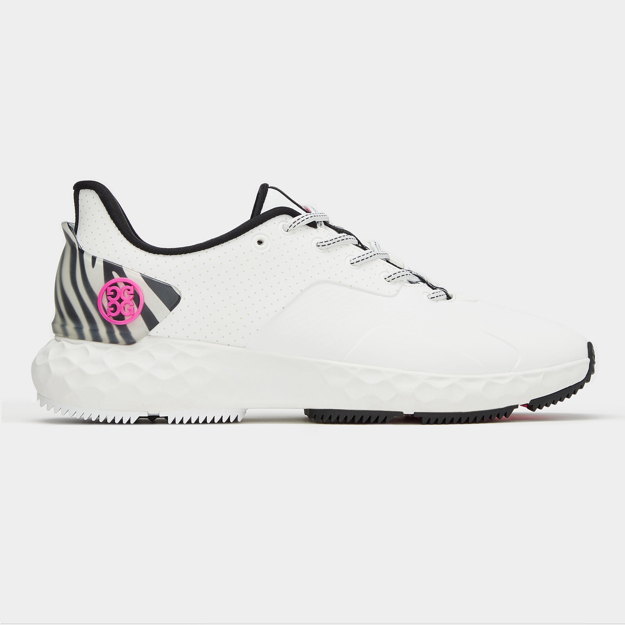 WOMEN'S PERFORATED ZEBRA ACCENT MG4+ GOLF SHOE SNOW