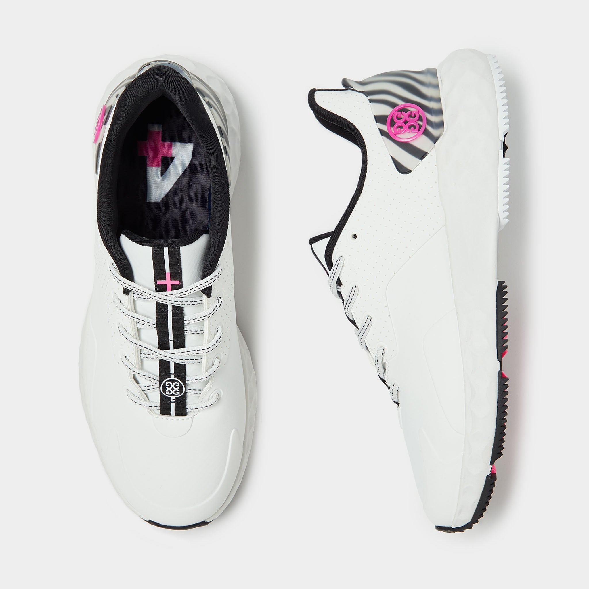 WOMEN'S PERFORATED ZEBRA ACCENT MG4+ GOLF SHOE SNOW