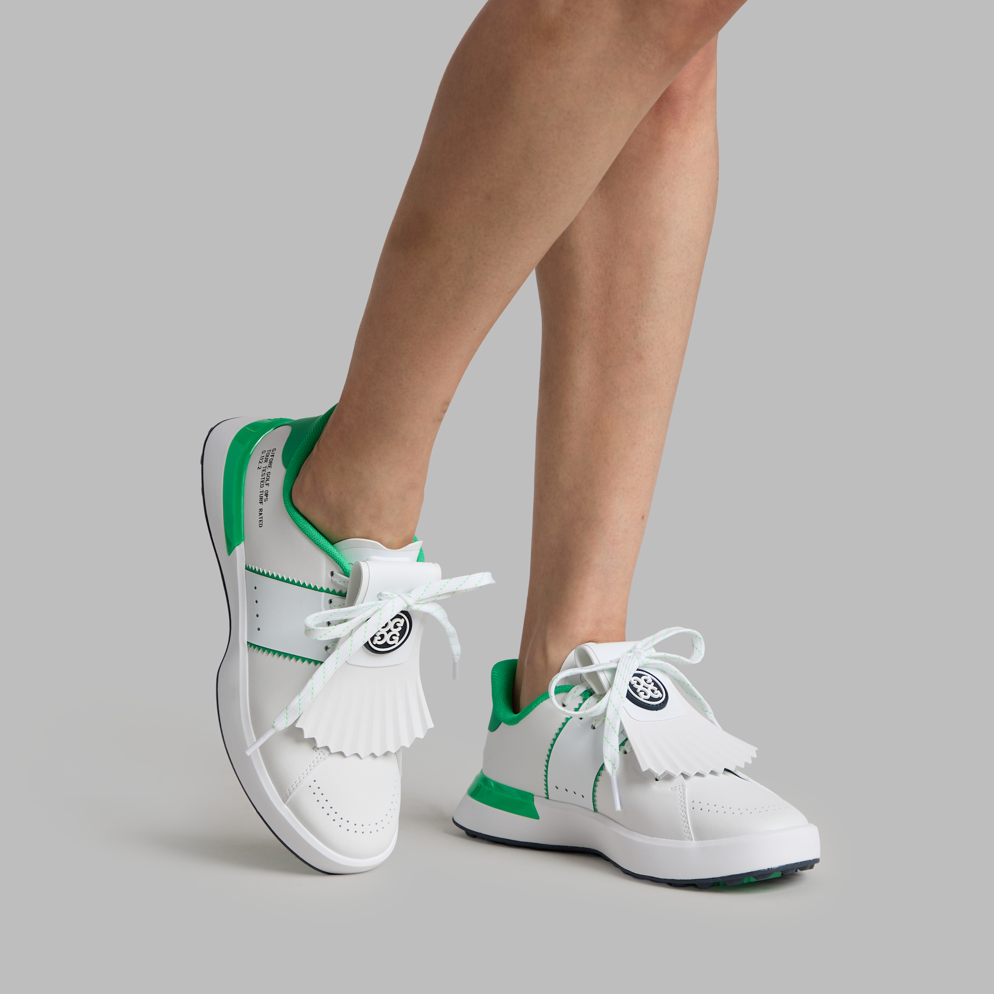WOMEN'S LTD RELEASE G.112 SADDLE STRIPE KILTIE GOLF SHOE SNOW/CLOVER