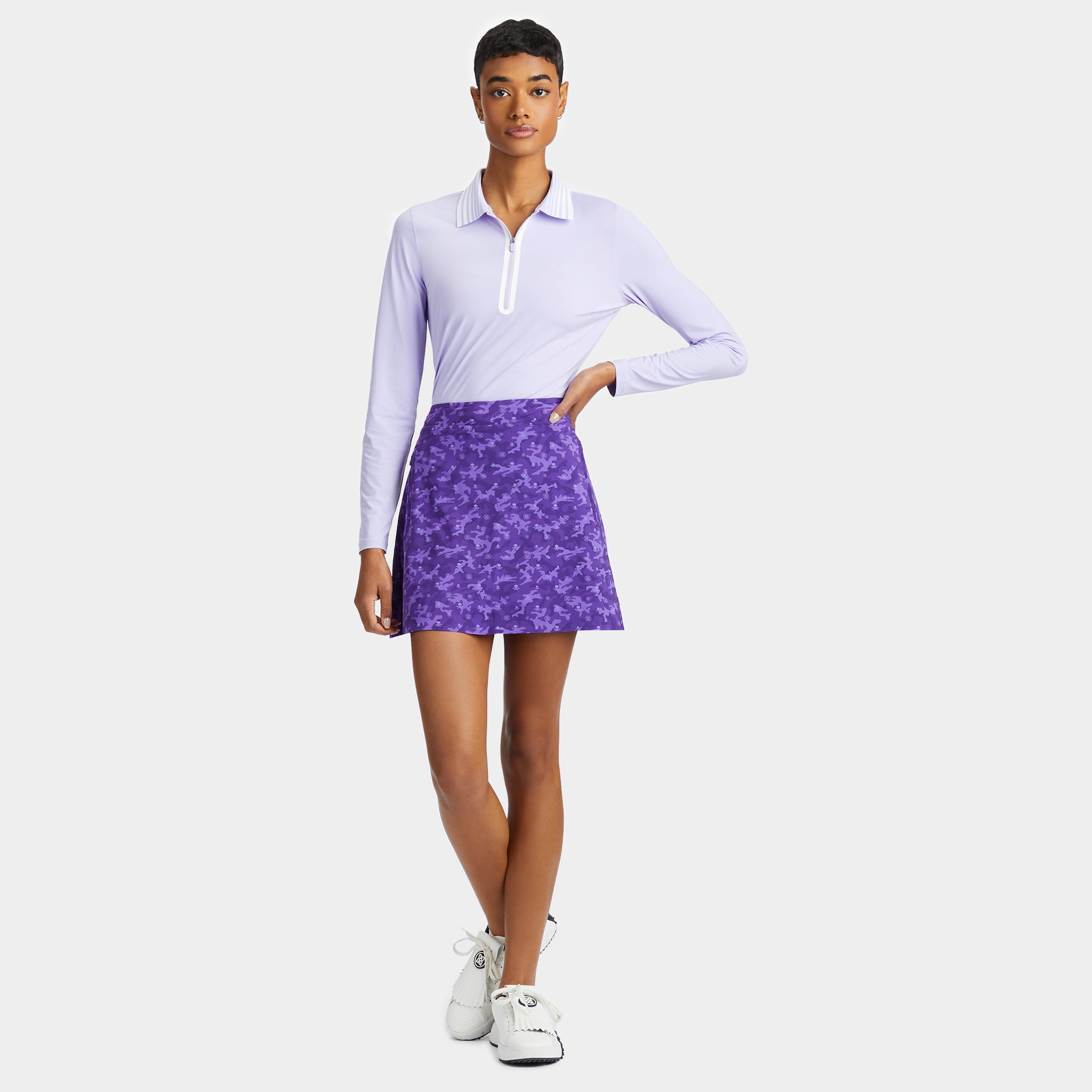 ICON CAMO SILKY TECH NYLON A-LINE SKORT MIDSUMMER