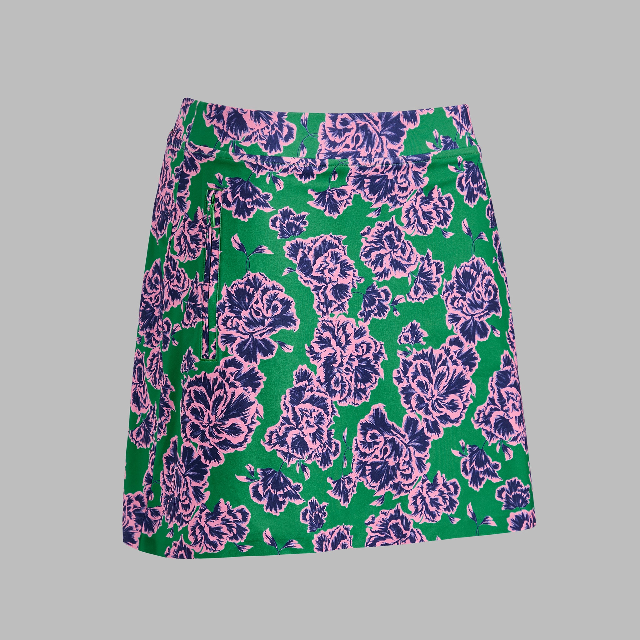 STAMPED FLORAL TECH JERSEY SKORT CLOVER