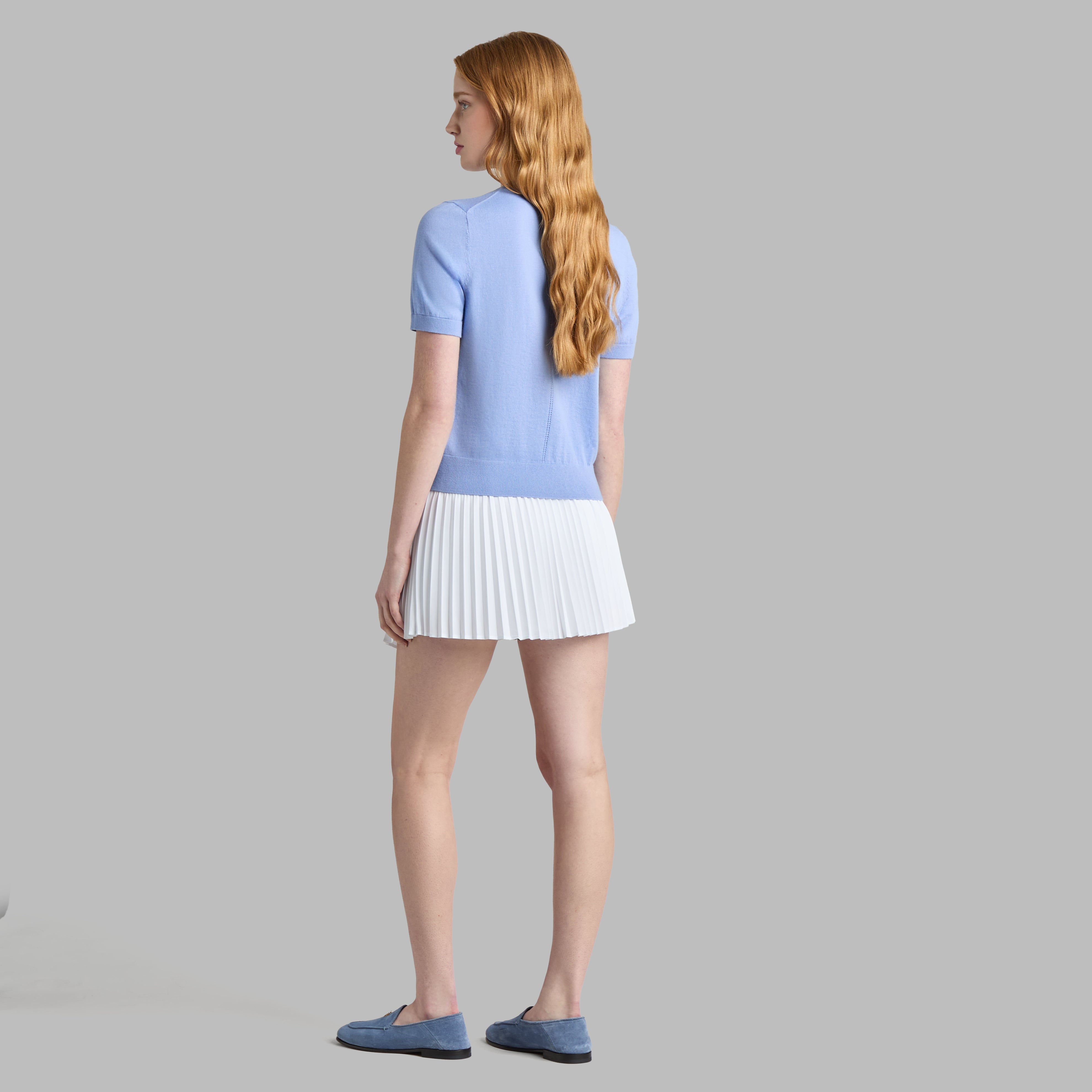 MICROPLEAT STRETCH WOVEN HIGHWAISTED SKORT SNOW