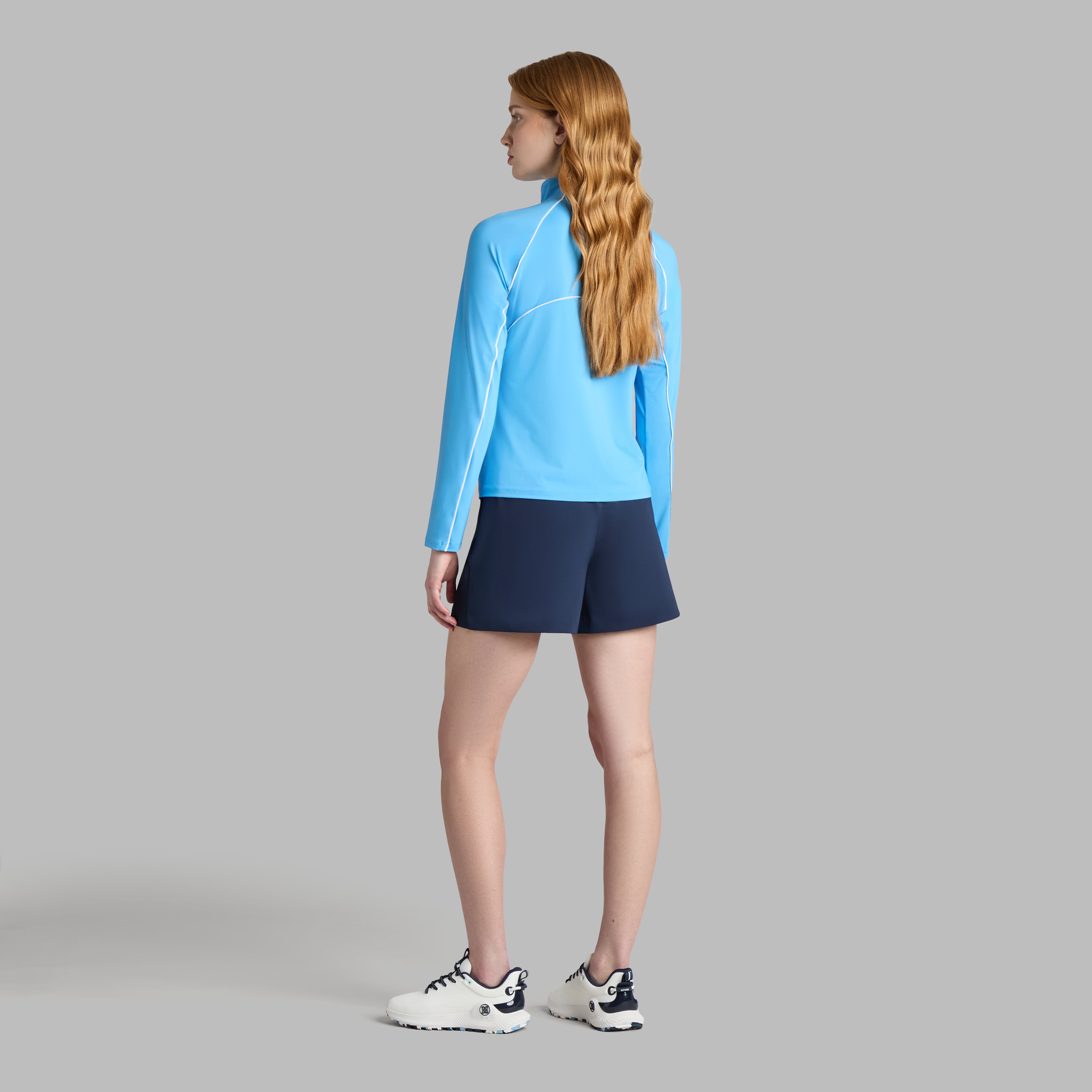 CONTRAST MESH SILKY TECH NYLON 1/4 ZIP PULLOVER AZUL