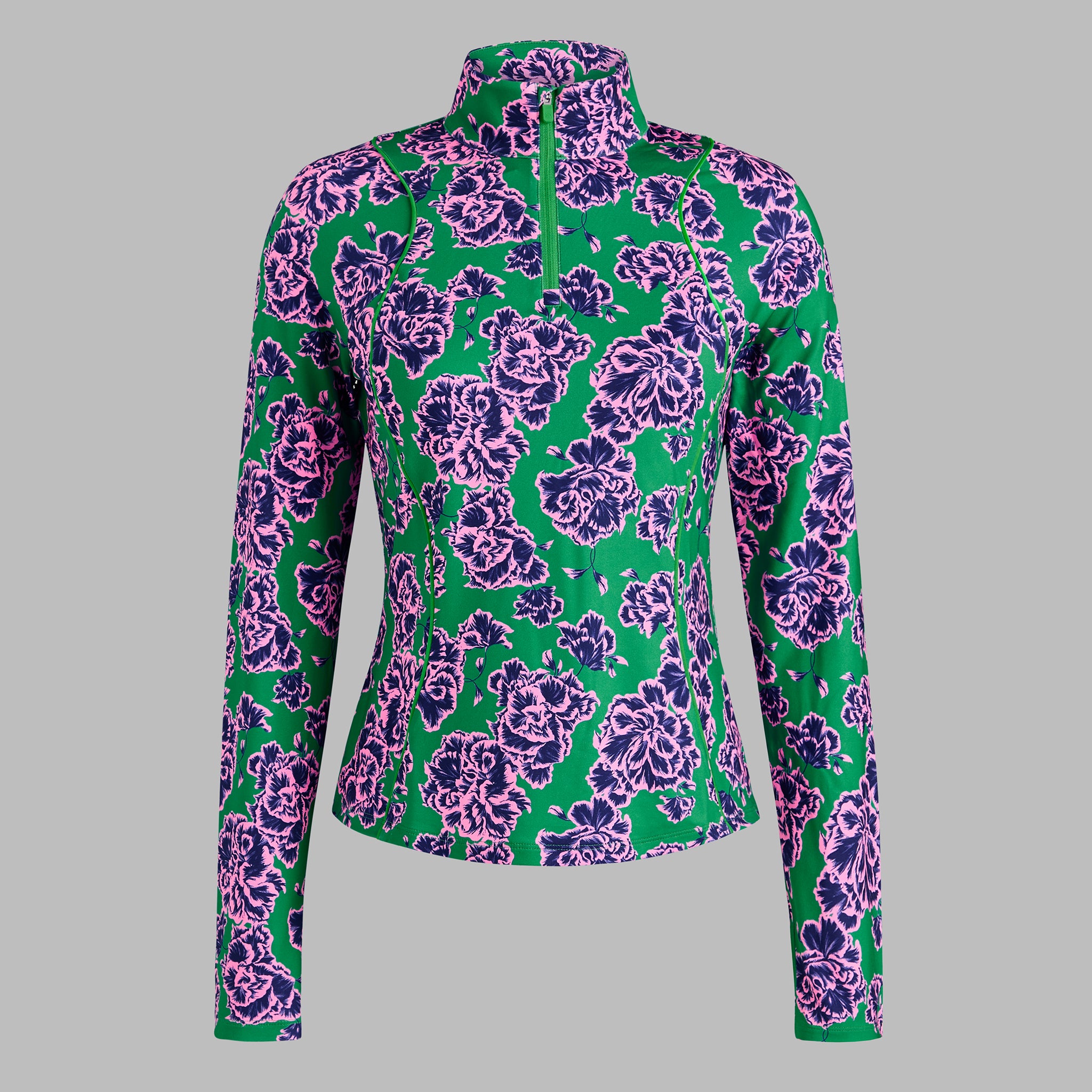 STAMPED FLORAL TECH JERSEY PULLOVER CLOVER