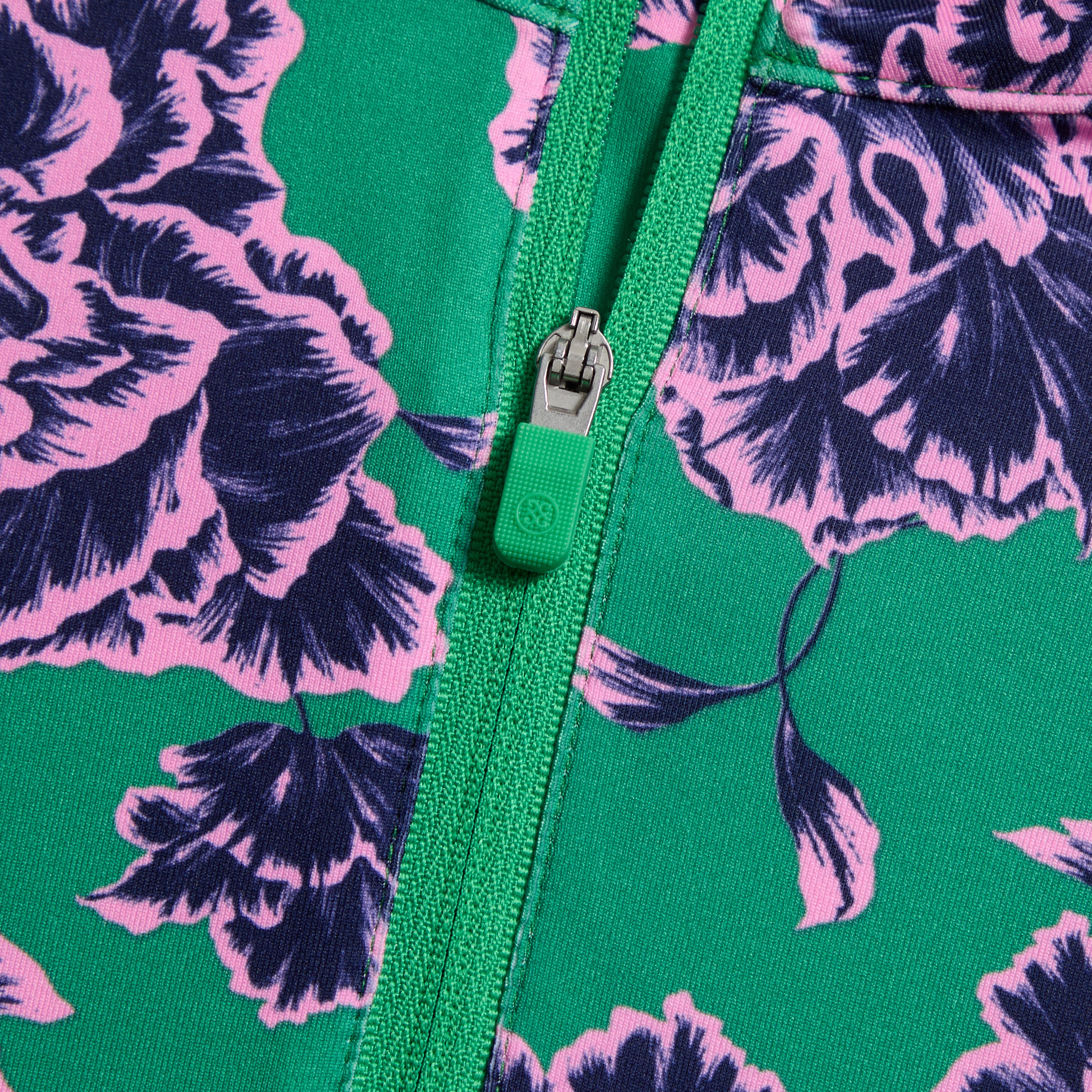 STAMPED FLORAL TECH JERSEY PULLOVER CLOVER