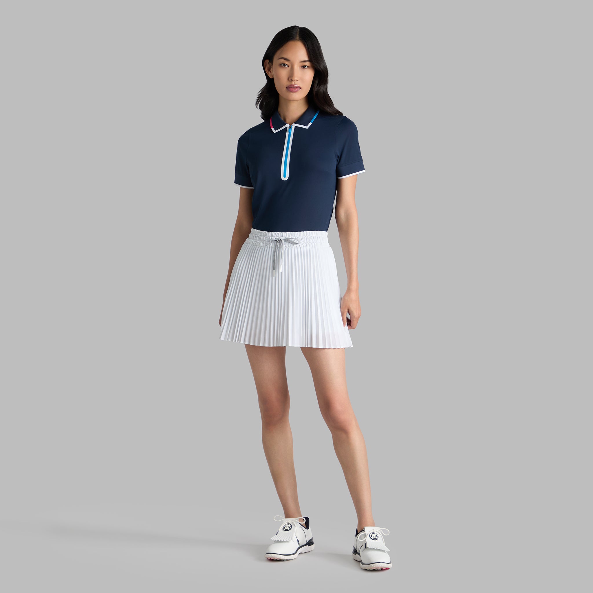 CONTRAST QUARTER ZIP TECH PIQUE POLO TWILIGHT