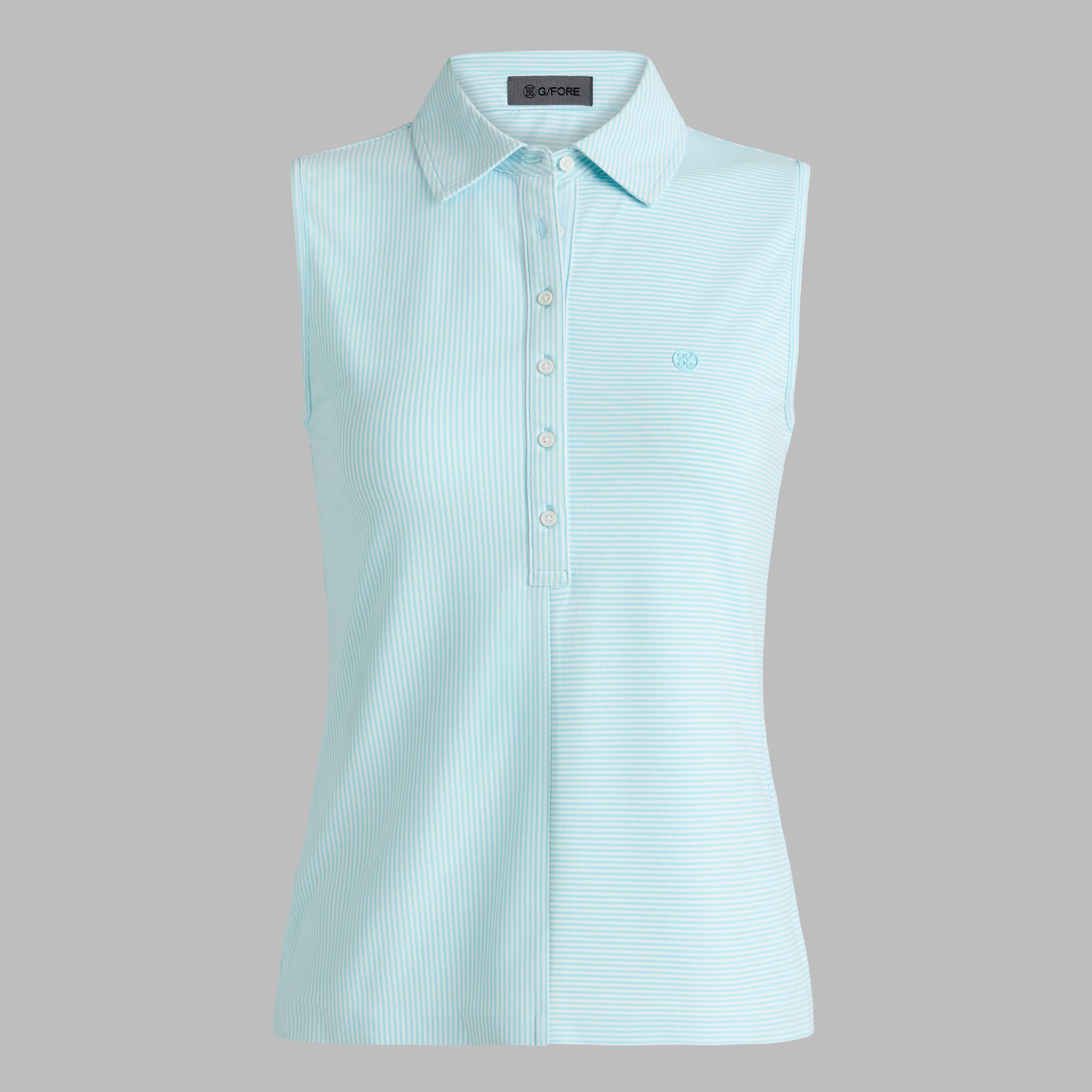 MIXED STRIPE TECH PIQUÉ SLEEVELESS POLO CENOTE