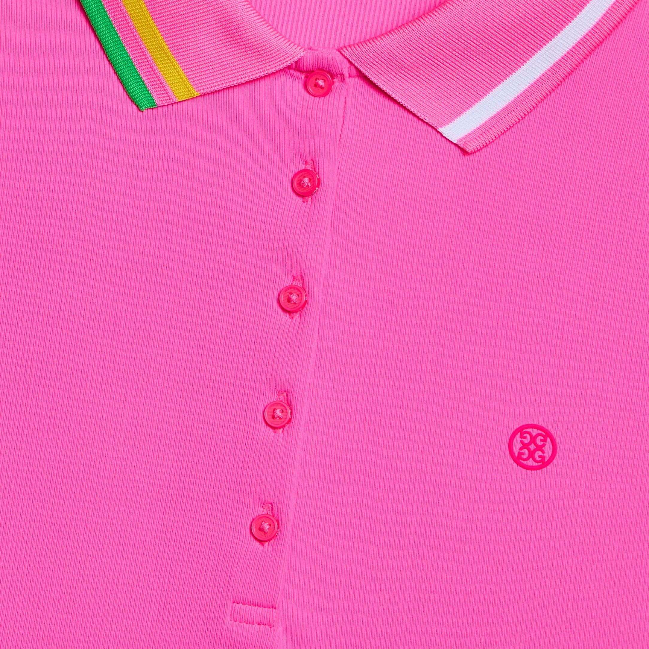 CONTRAST COLLAR RIBBED TECH NYLON POLO KNOCKOUT PINK