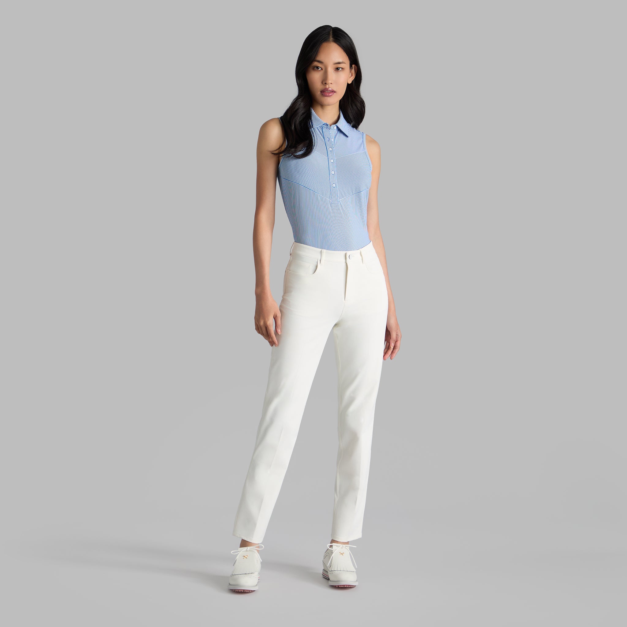 Fine Tech Engineered Stripe Sleeveless Polo LISBON