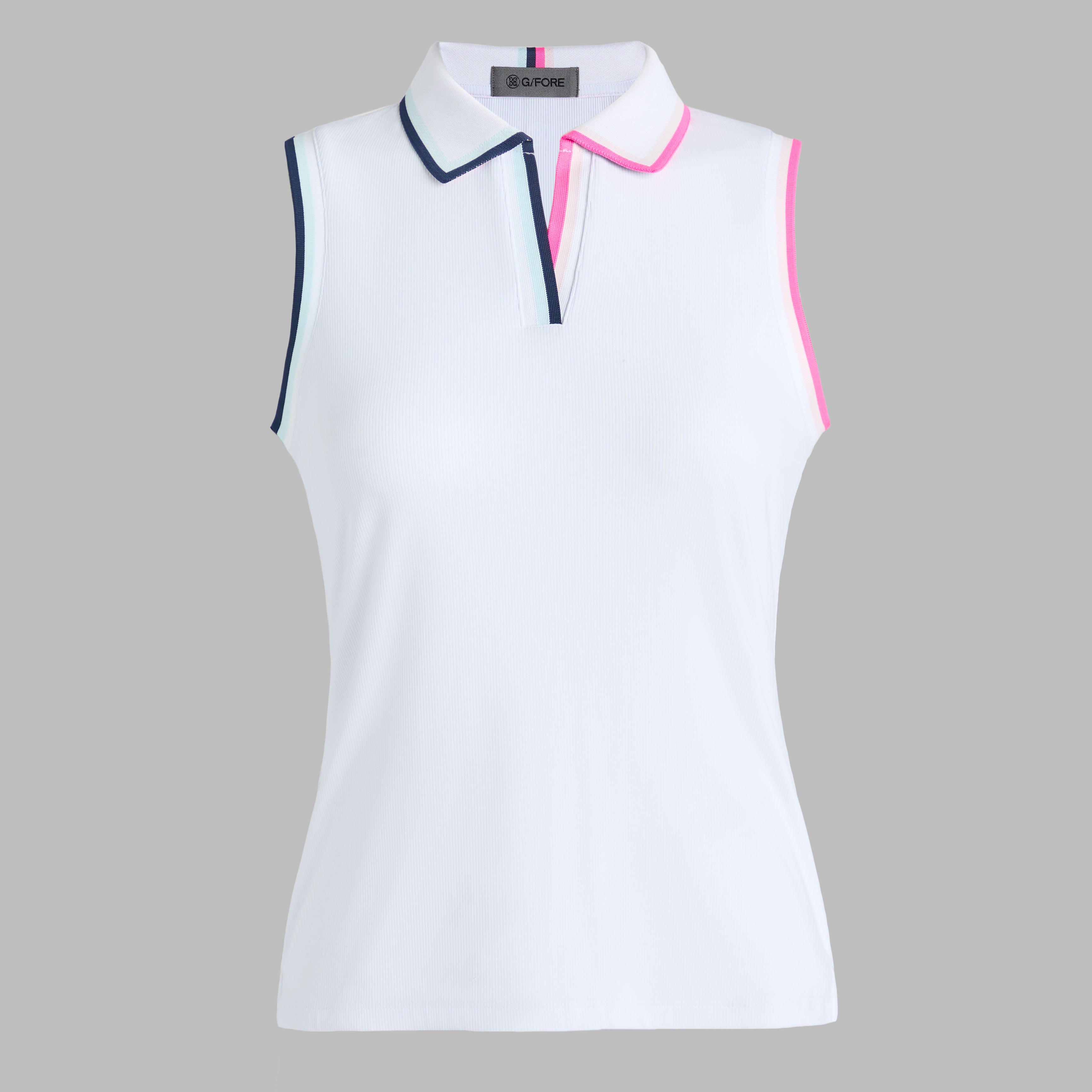 JOHNNY COLLAR RIBBED TECH SLEEVELESS POLO SNOW