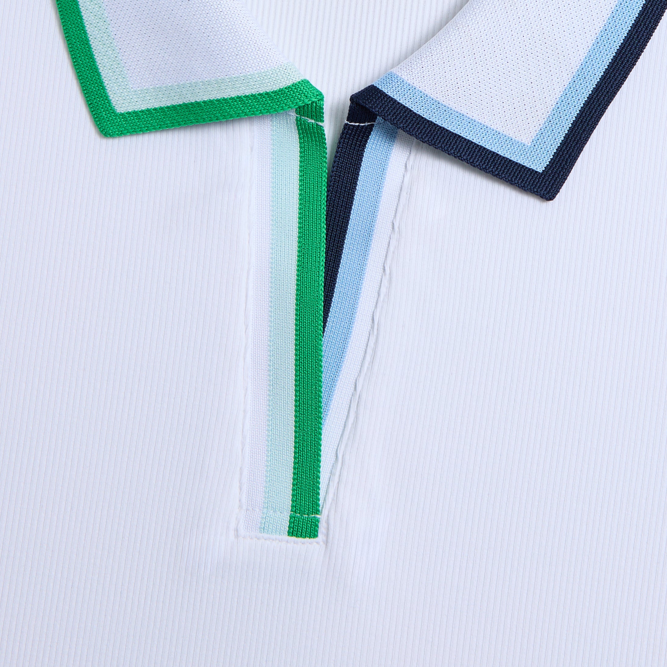 CONTRAST JOHNNY COLLAR TECH NYLON RIB LONG SLEEVE POLO SNOW/CLOVER