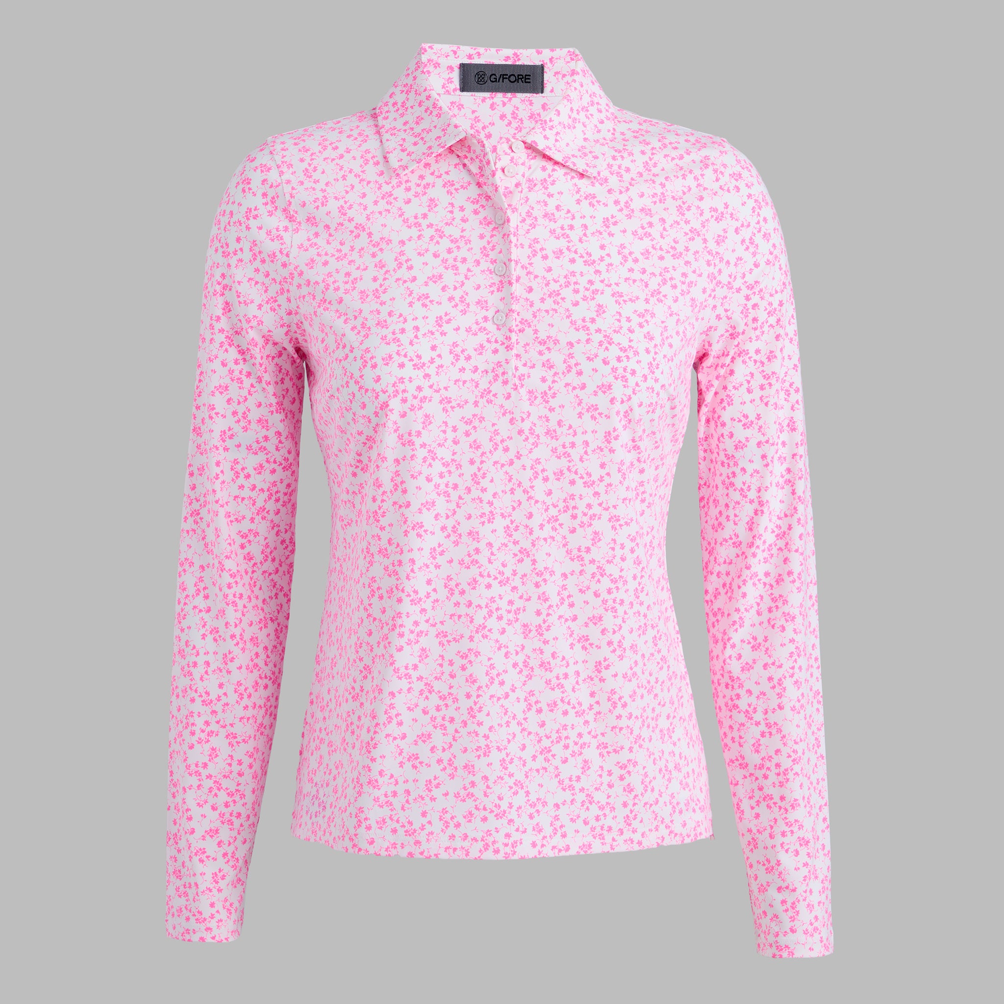 DITSY FLORAL TECH JERSEY LONG SLEEVE POLO SNOW