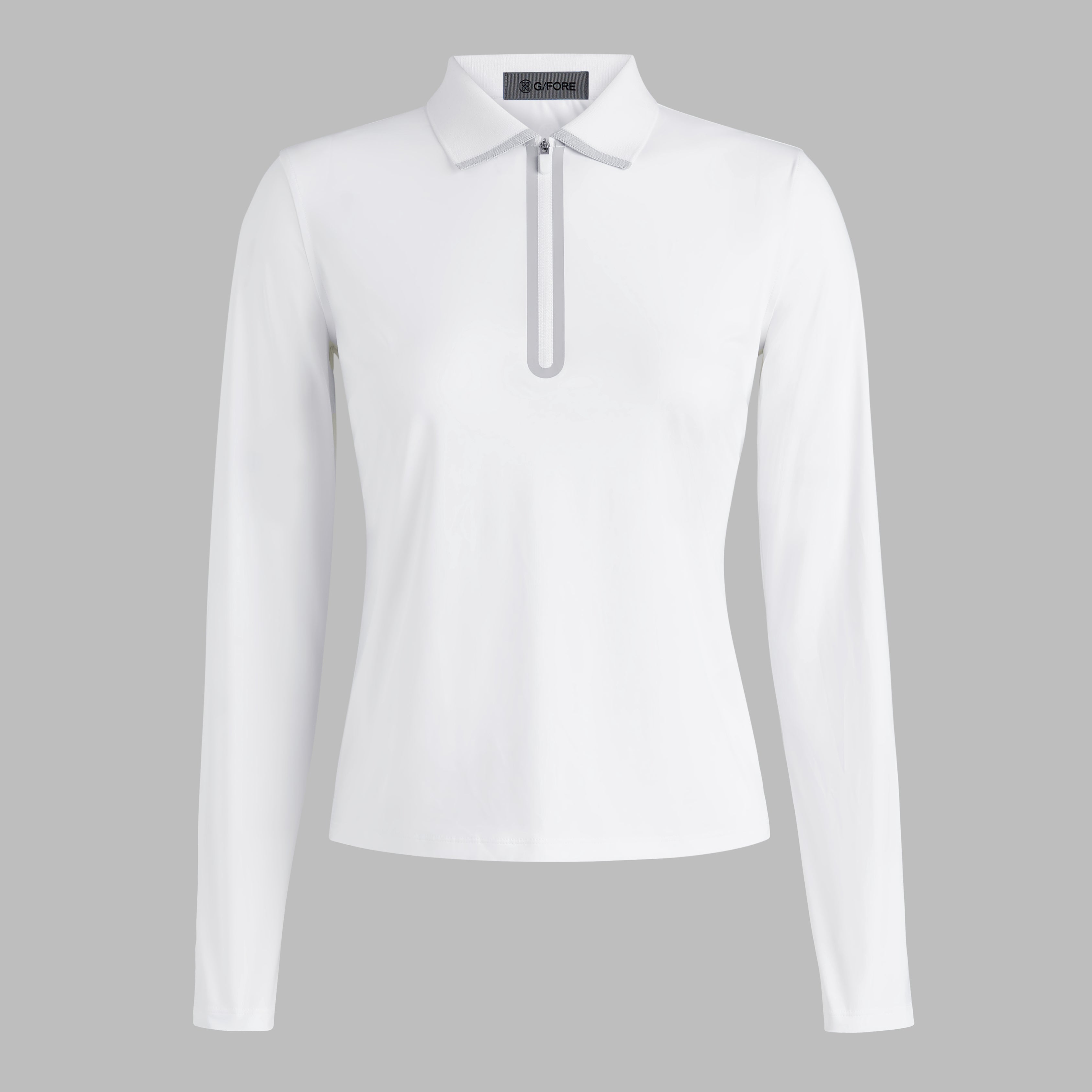 SILKY TECH NYLON LONG SLEEVE ZIP POLO SNOW
