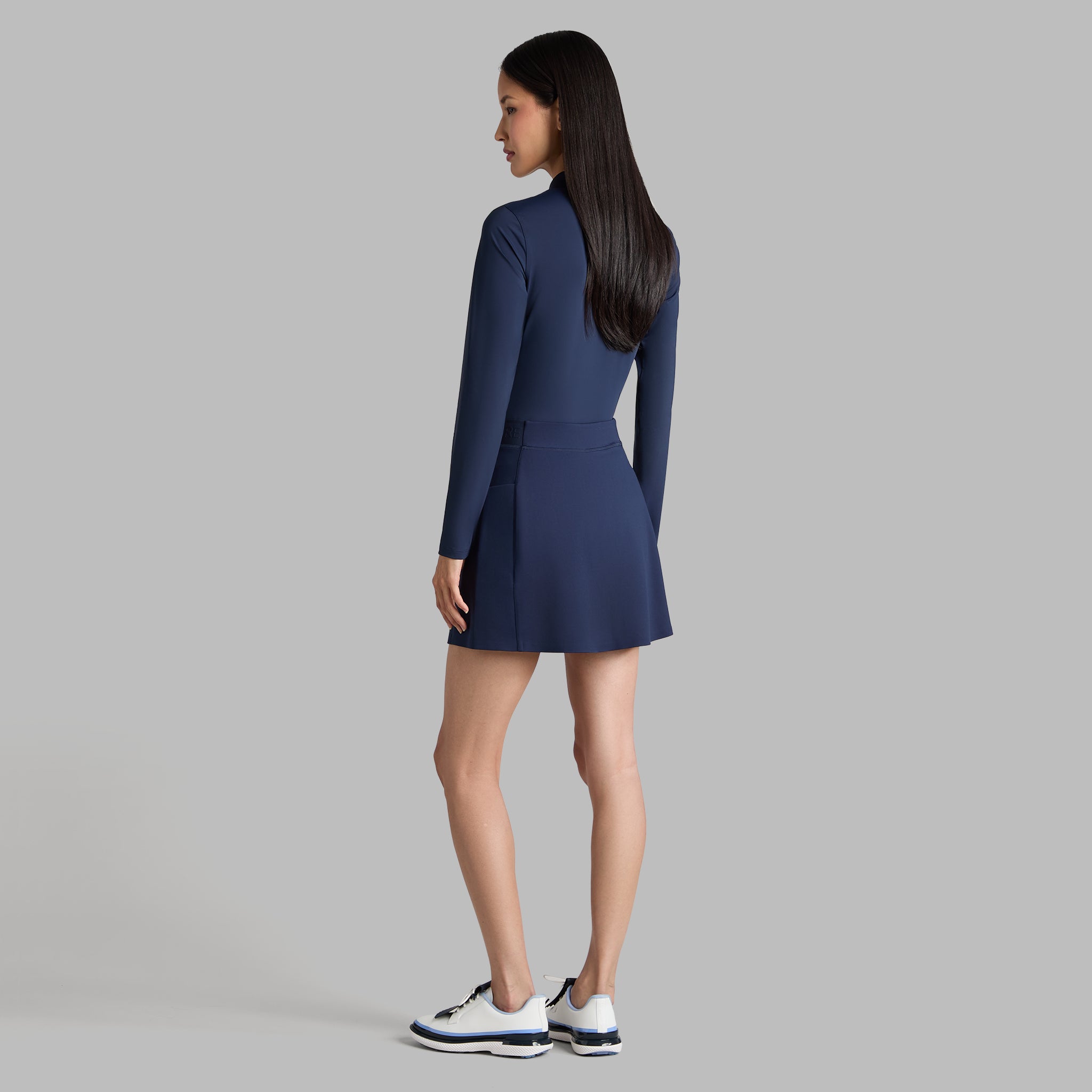 SILKY TECH NYLON LONG SLEEVE ZIP POLO TWILIGHT