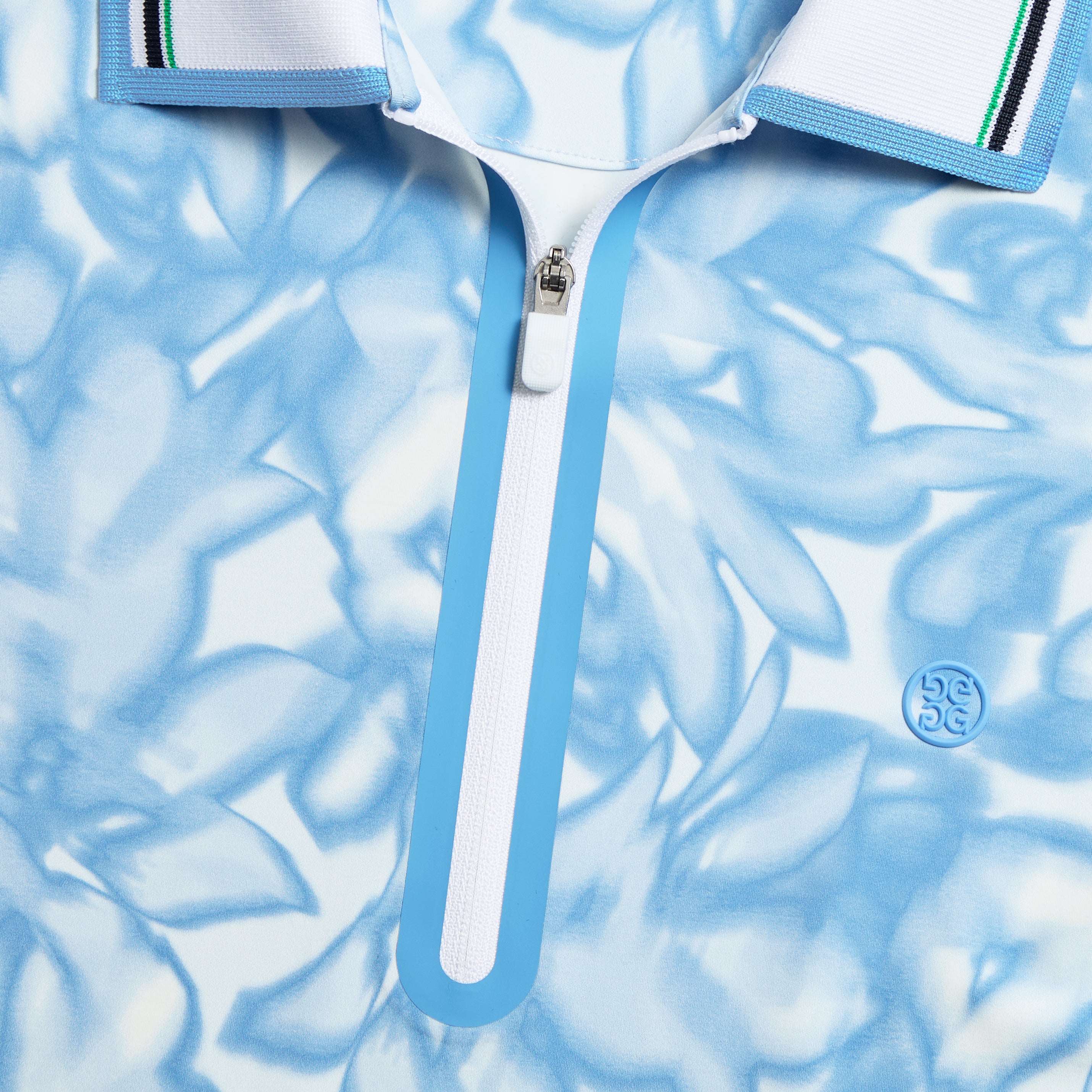 TRIPPY FLORAL SILKY TECH NYLON SLEEVELESS POLO AZURE