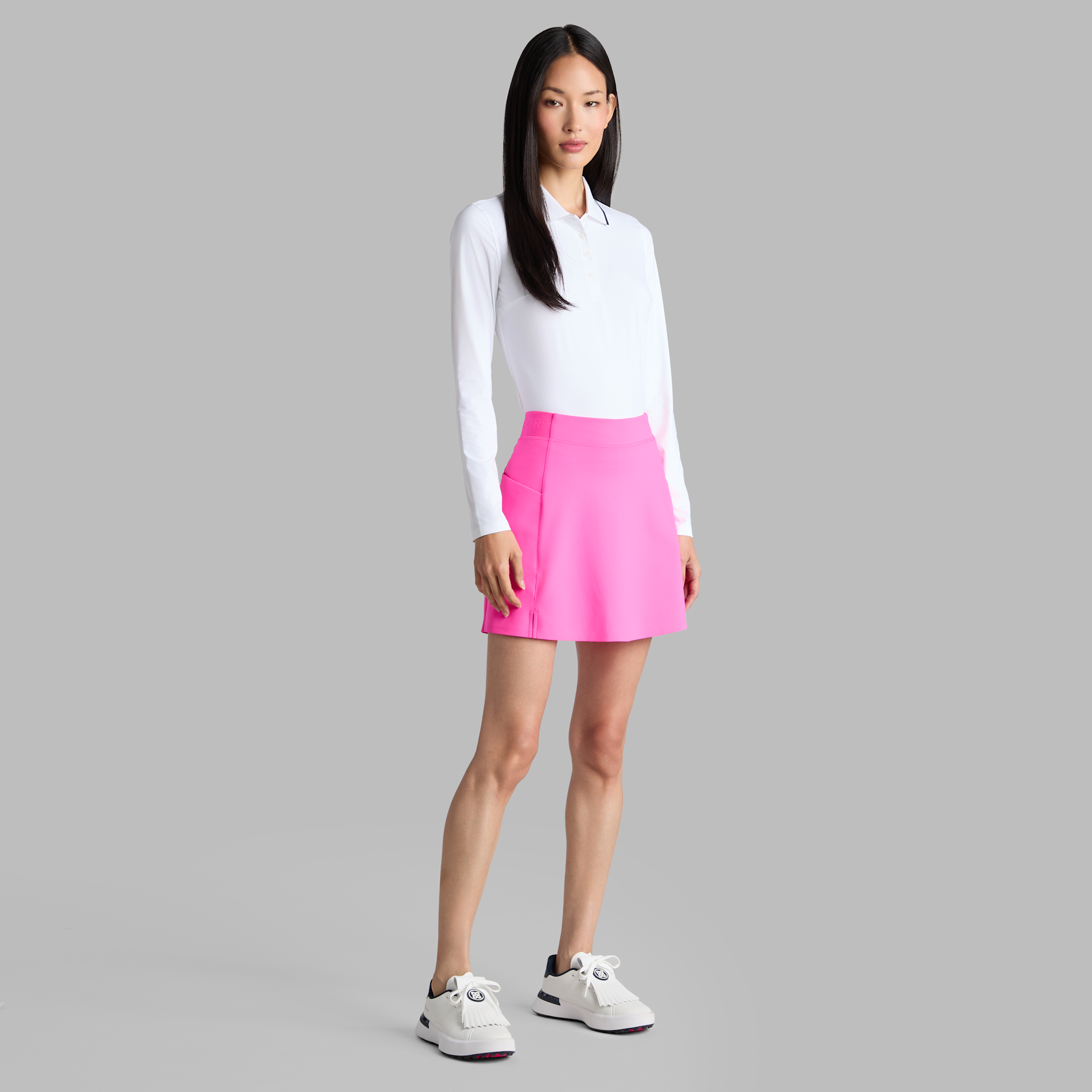 SILKY TECH NYLON LONG SLEEVE POLO SNOW