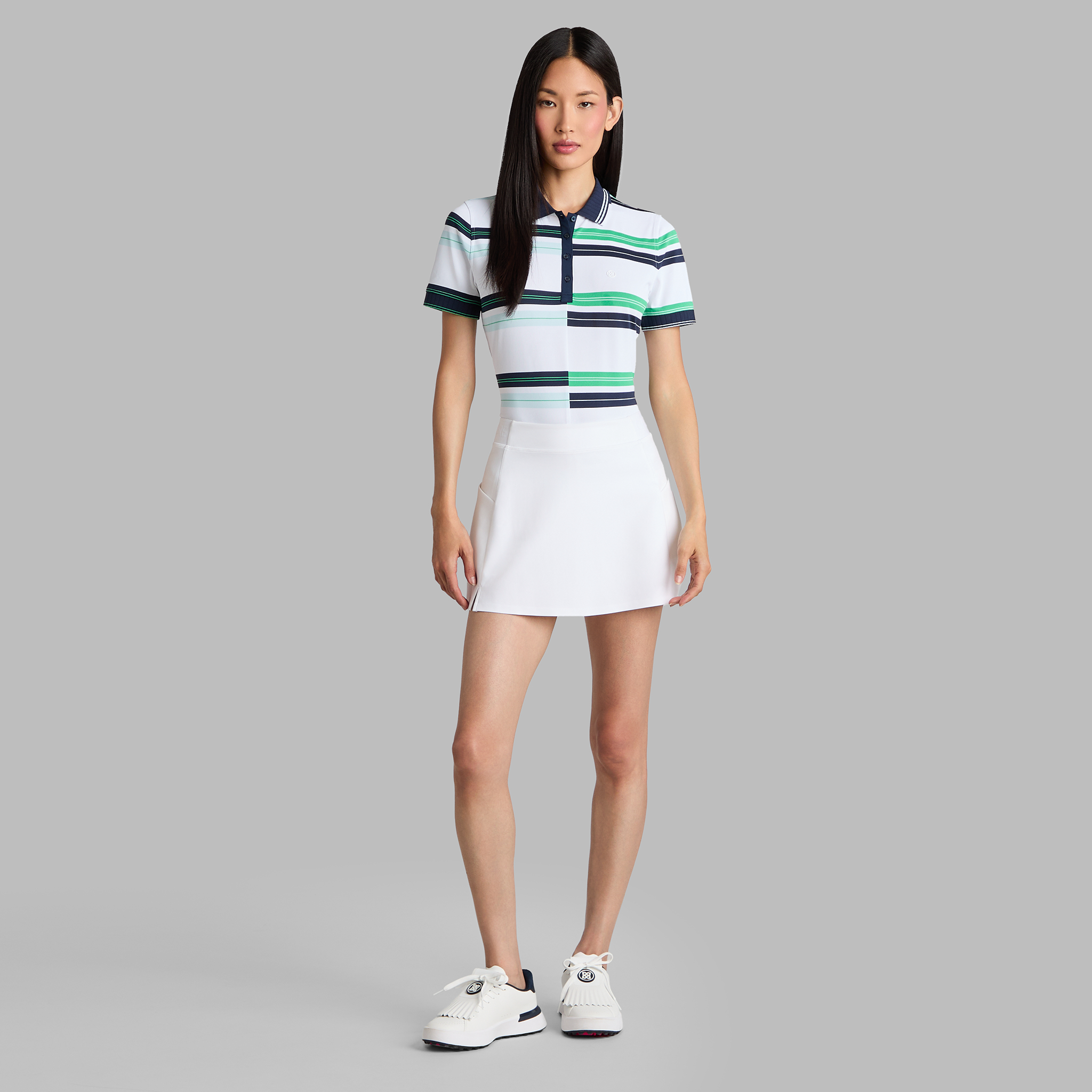 ENGINEERED STRIPE TECH PIQUÉ POLO SNOW