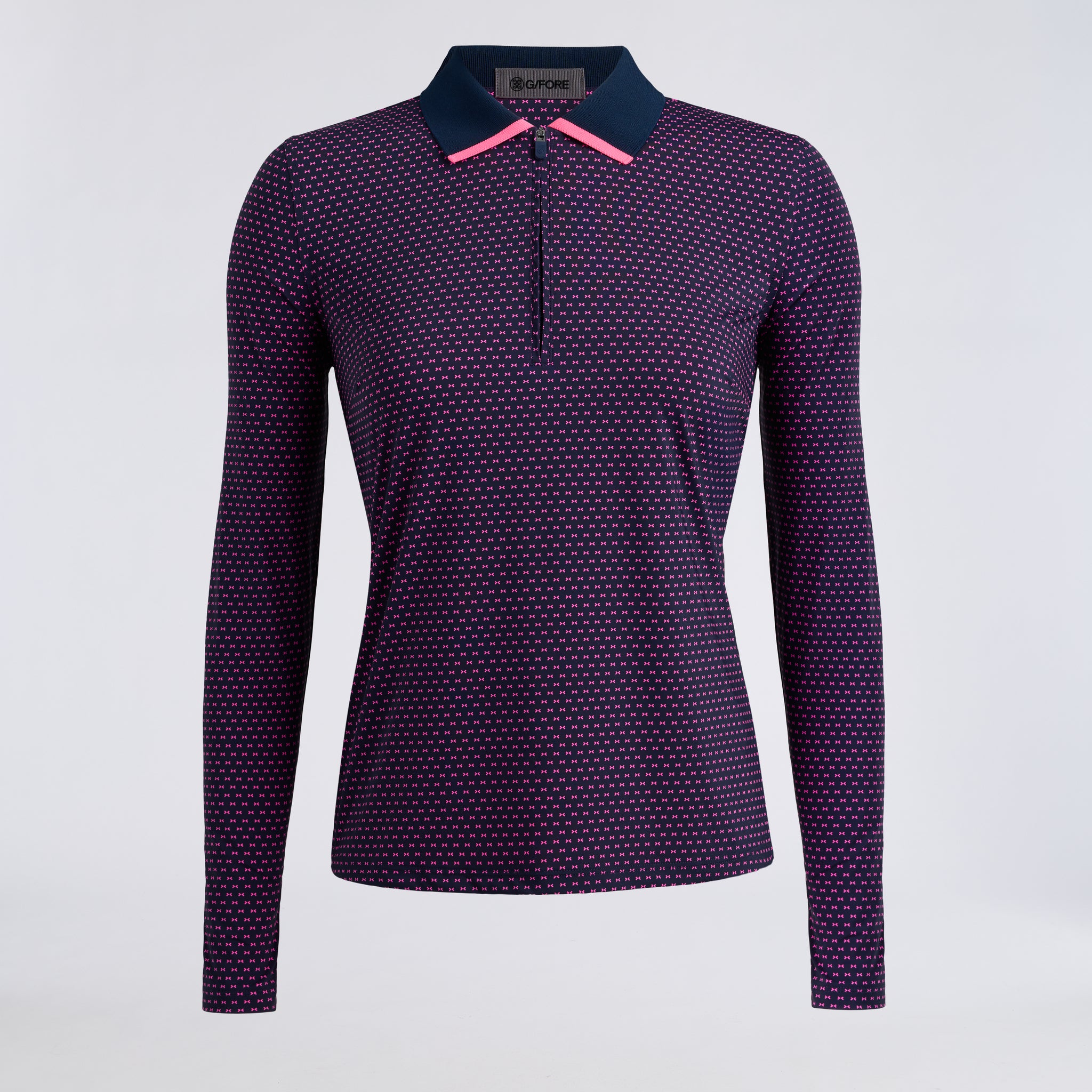 GEO 2 SILKY TECH NYLON LONG SLEEVE 1/4 ZIP POLO TWILIGHT/KNOCKOUT PINK