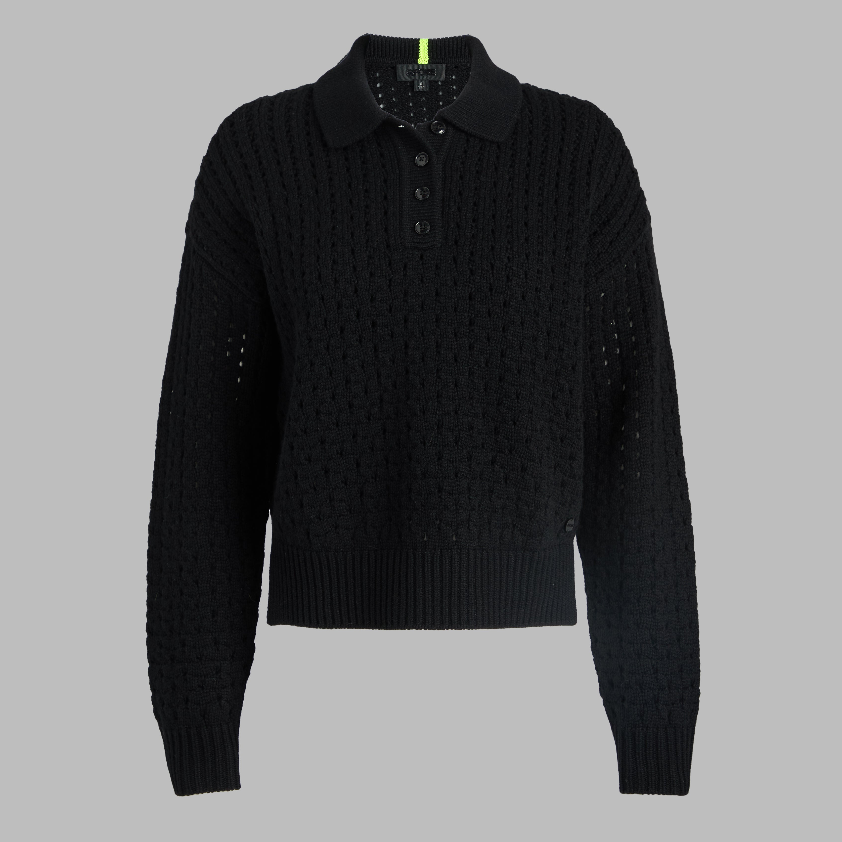 Open Knit Wool Cashmere Polo ONYX