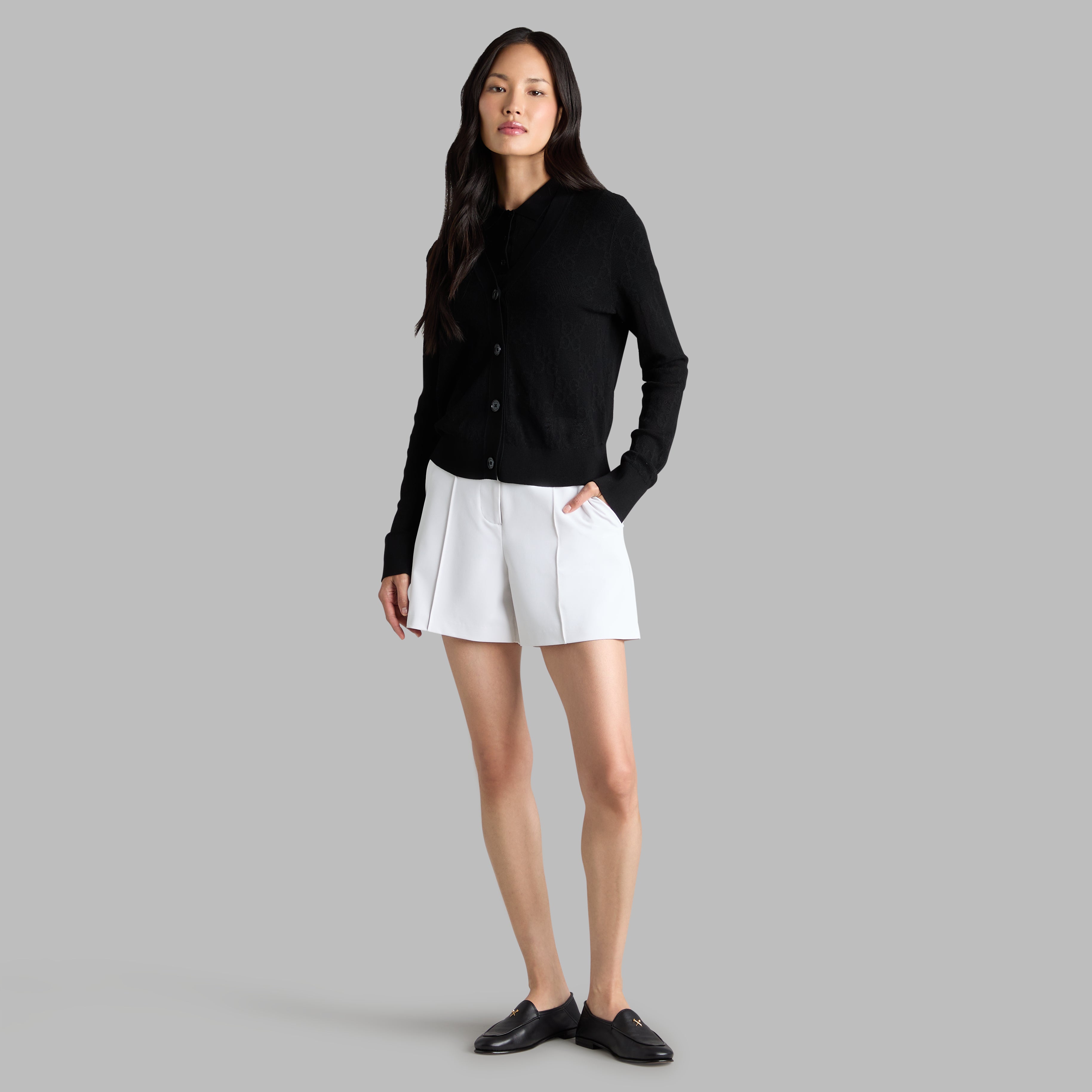 POINTELLE G SWEATER CARDIGAN ONYX