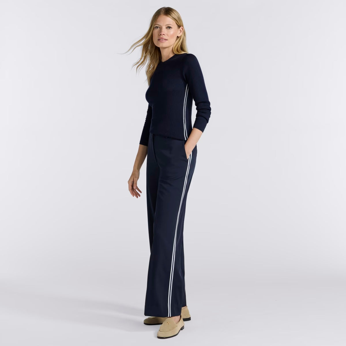 Rib Fitted Crewneck Sweater Twilight