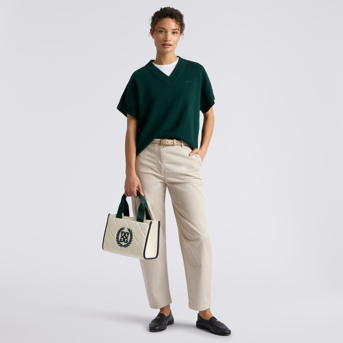 G SCRIBE OVERSIZED CASHMERE SWEATER VEST PINE