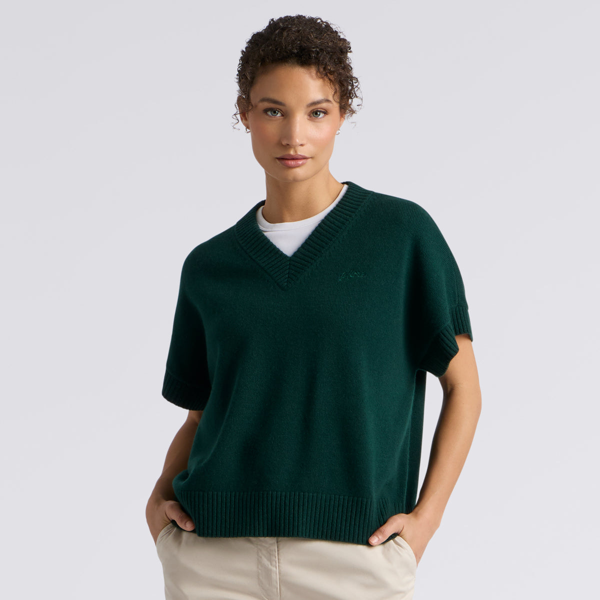 G SCRIBE OVERSIZED CASHMERE SWEATER VEST PINE