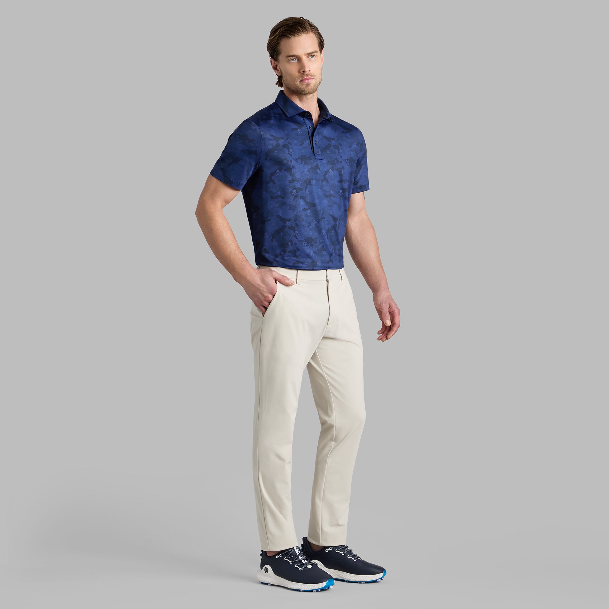 TECH TOUR 4-WAY STRETCH TAPERED LEG TROUSER STONE