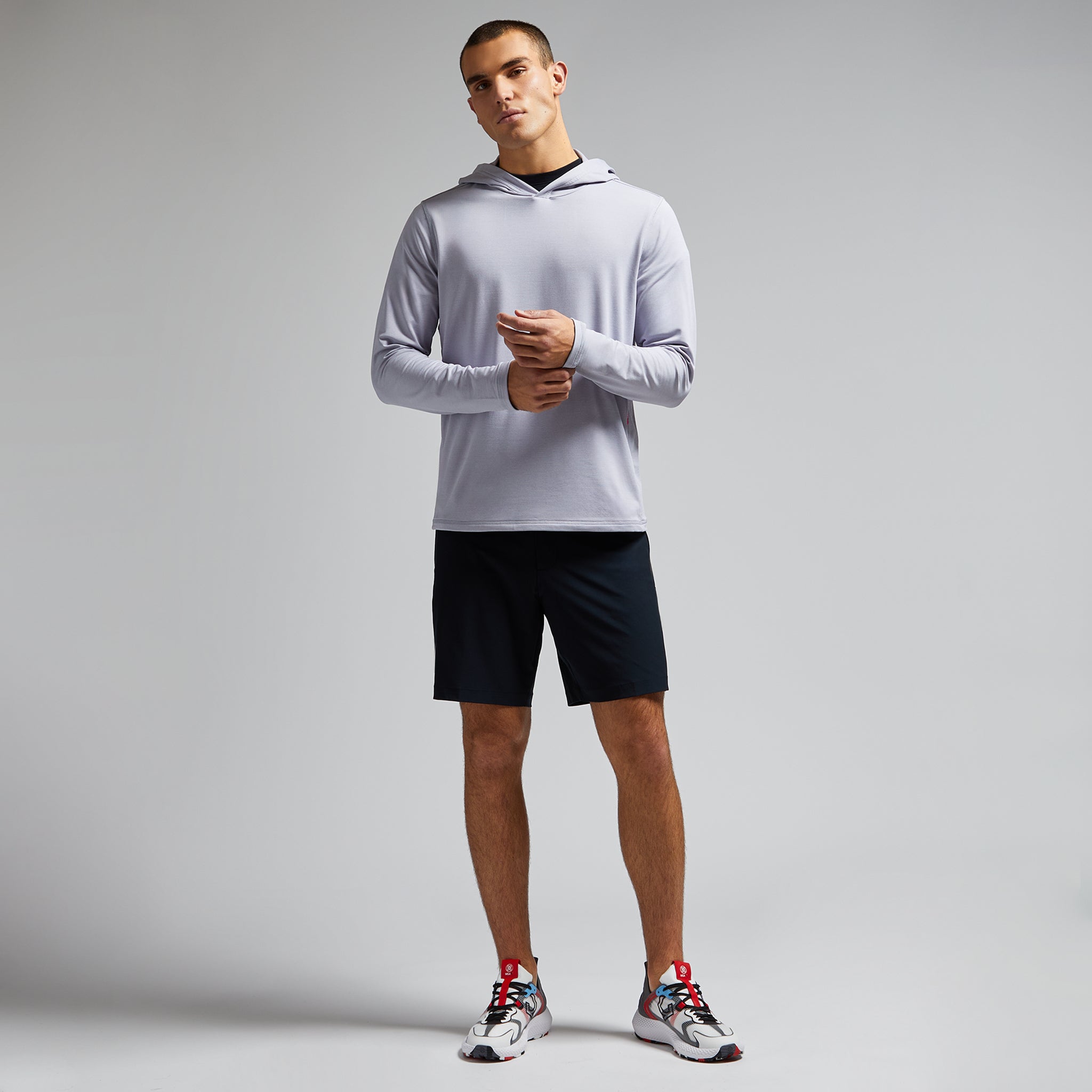 BRUSHED BACK TECH HOODIE LIGHT HEATHER GREY