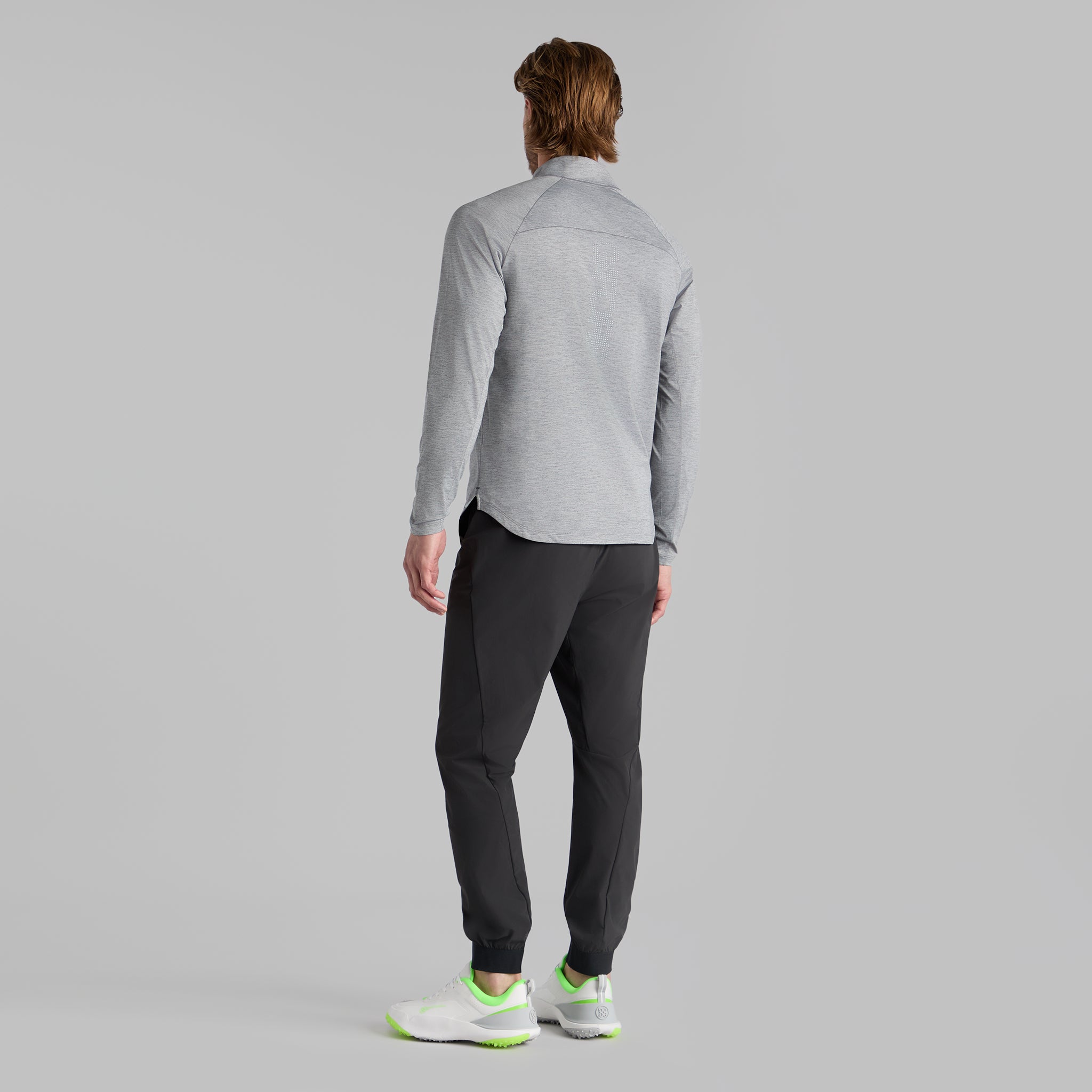 ITALIAN TECH MELANGE RAGLAN QUARTER ZIP PULLOVER CHARCOAL MELANGE