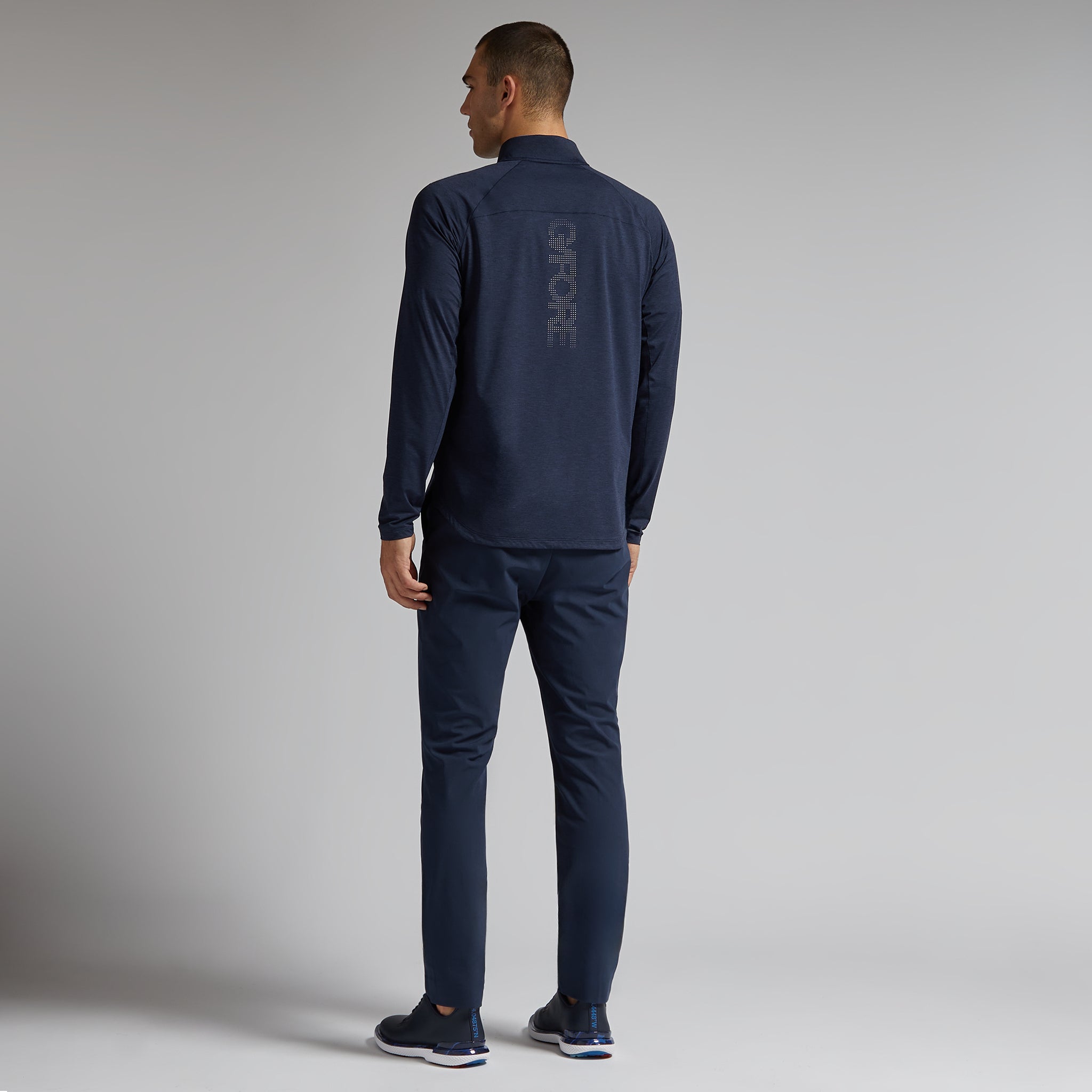 ITALIAN TECH MELANGE RAGLAN QUARTER ZIP PULLOVER HEATHER TWILIGHT