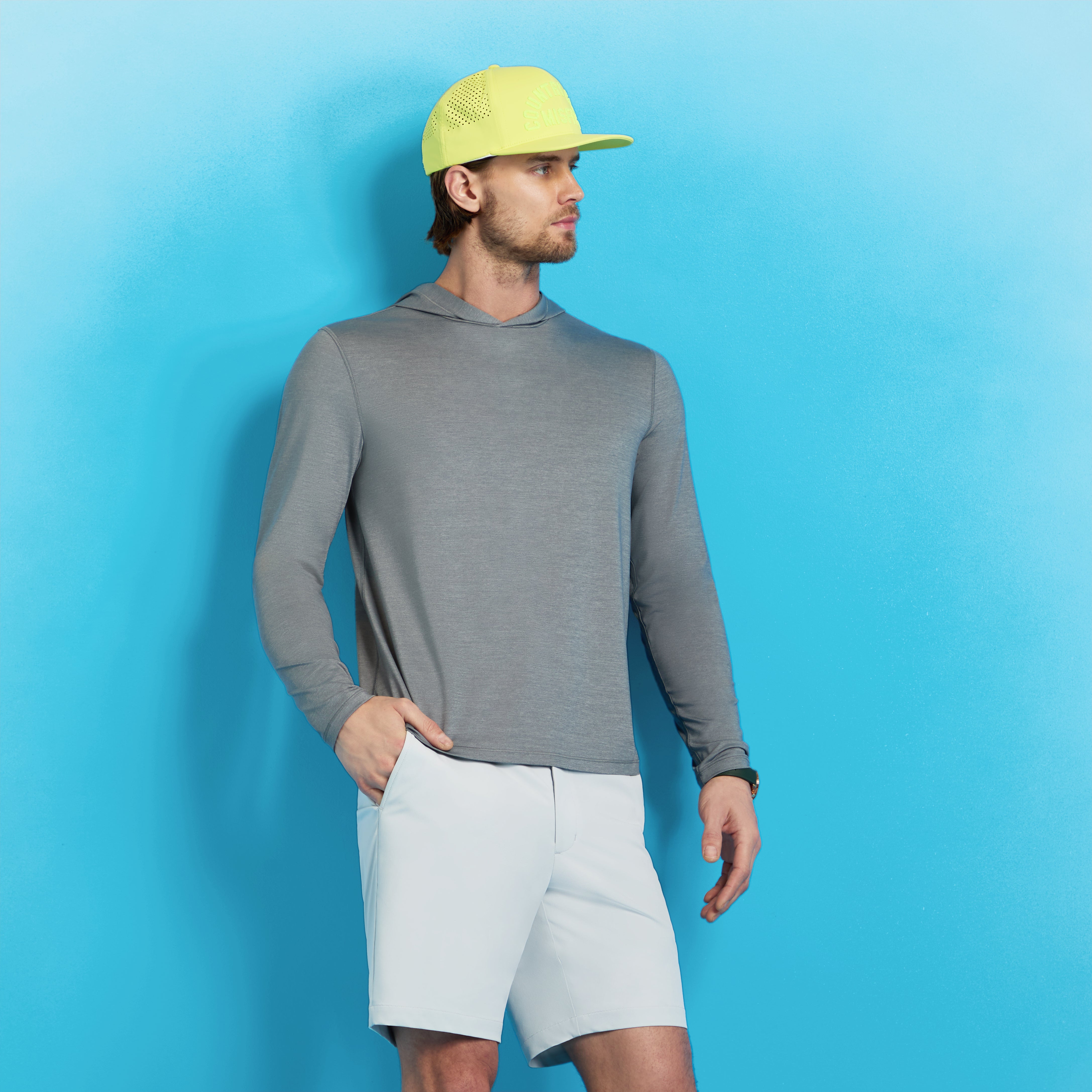 MÉLANGE ICE NYLON HOODIE CHARCOAL MELANGE