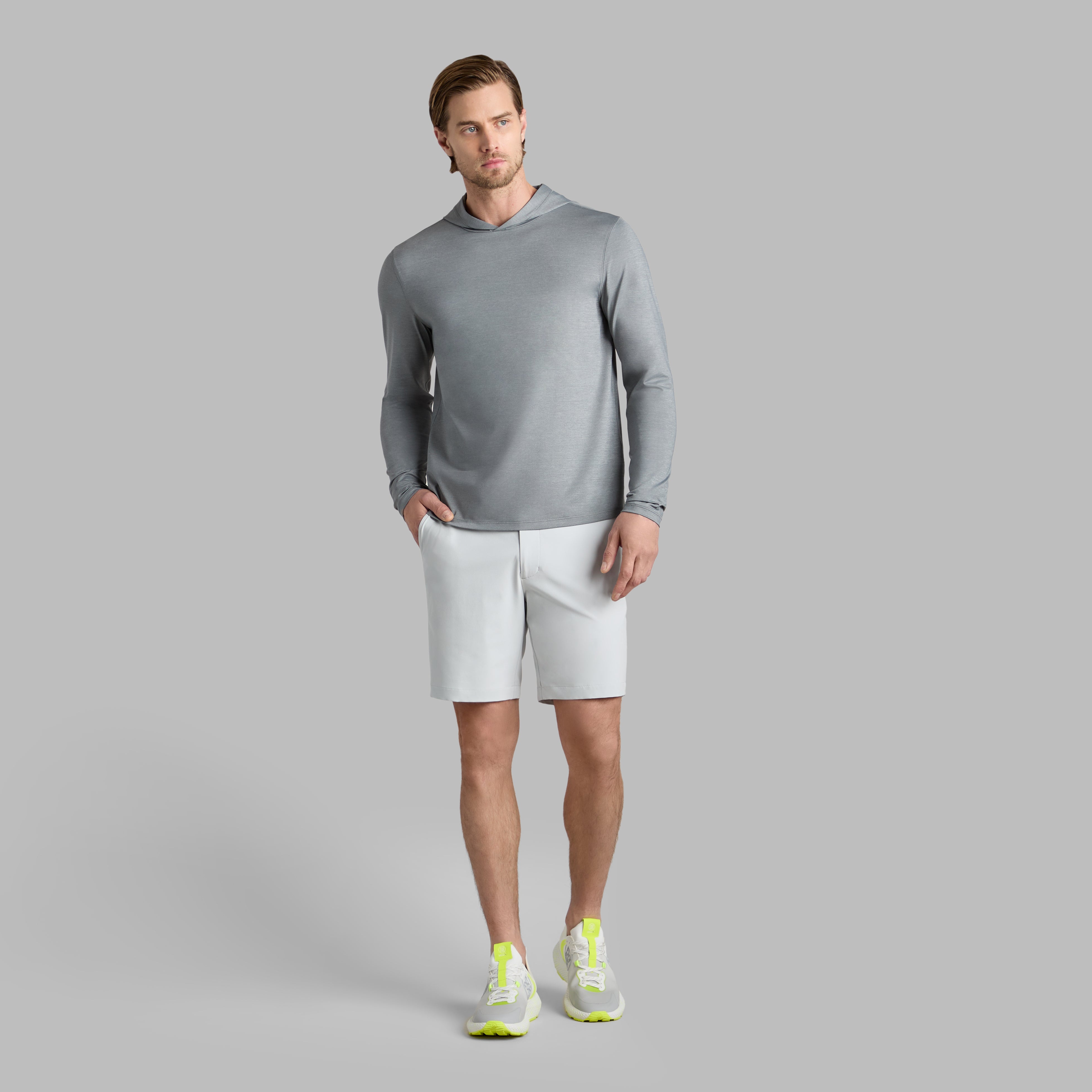 MÉLANGE ICE NYLON HOODIE CHARCOAL MELANGE