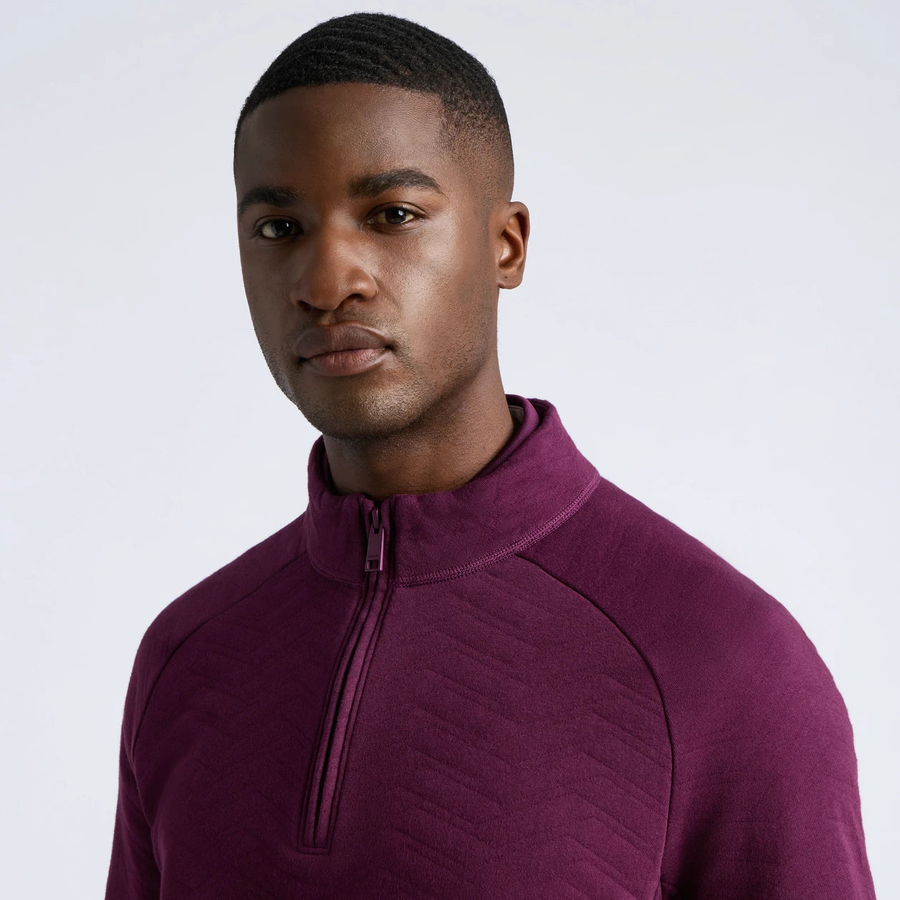 DUNES COTTON QUILTED 1/4 ZIP PULLOVER DARK PLUM